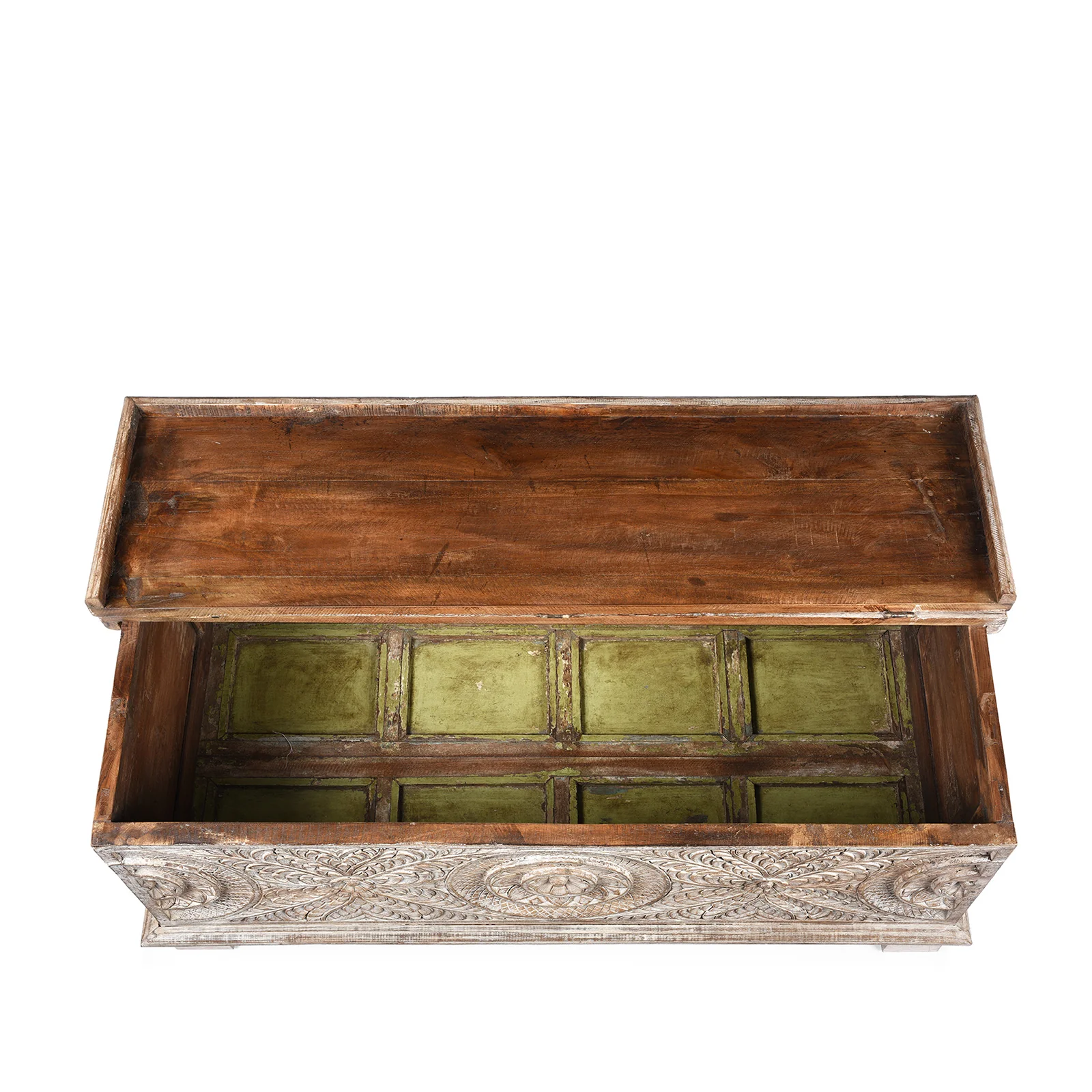 Carved Blanket Chest Made From Reclaimed Teak - Image 6