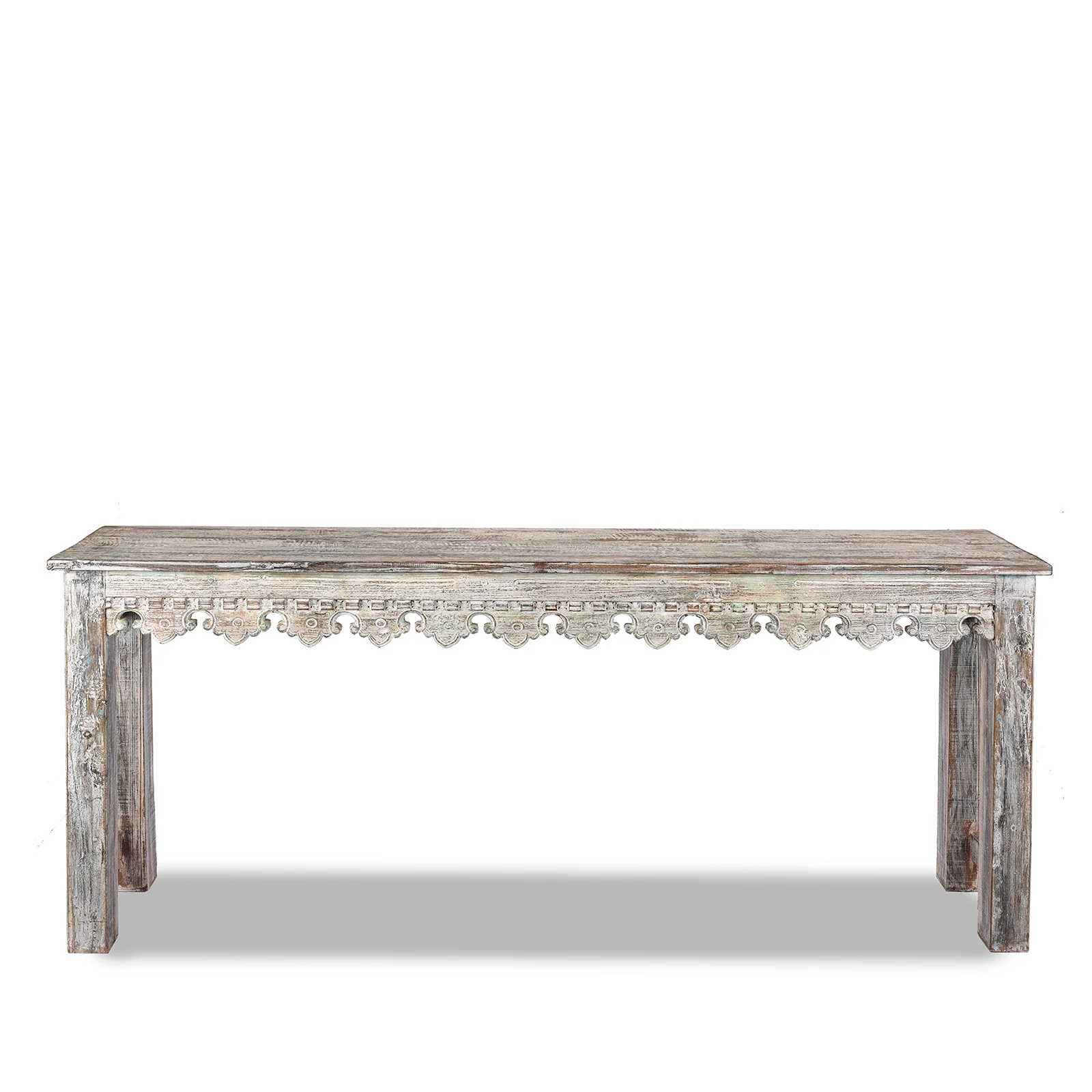 Painted Console Table Made from Reclaimed Teak