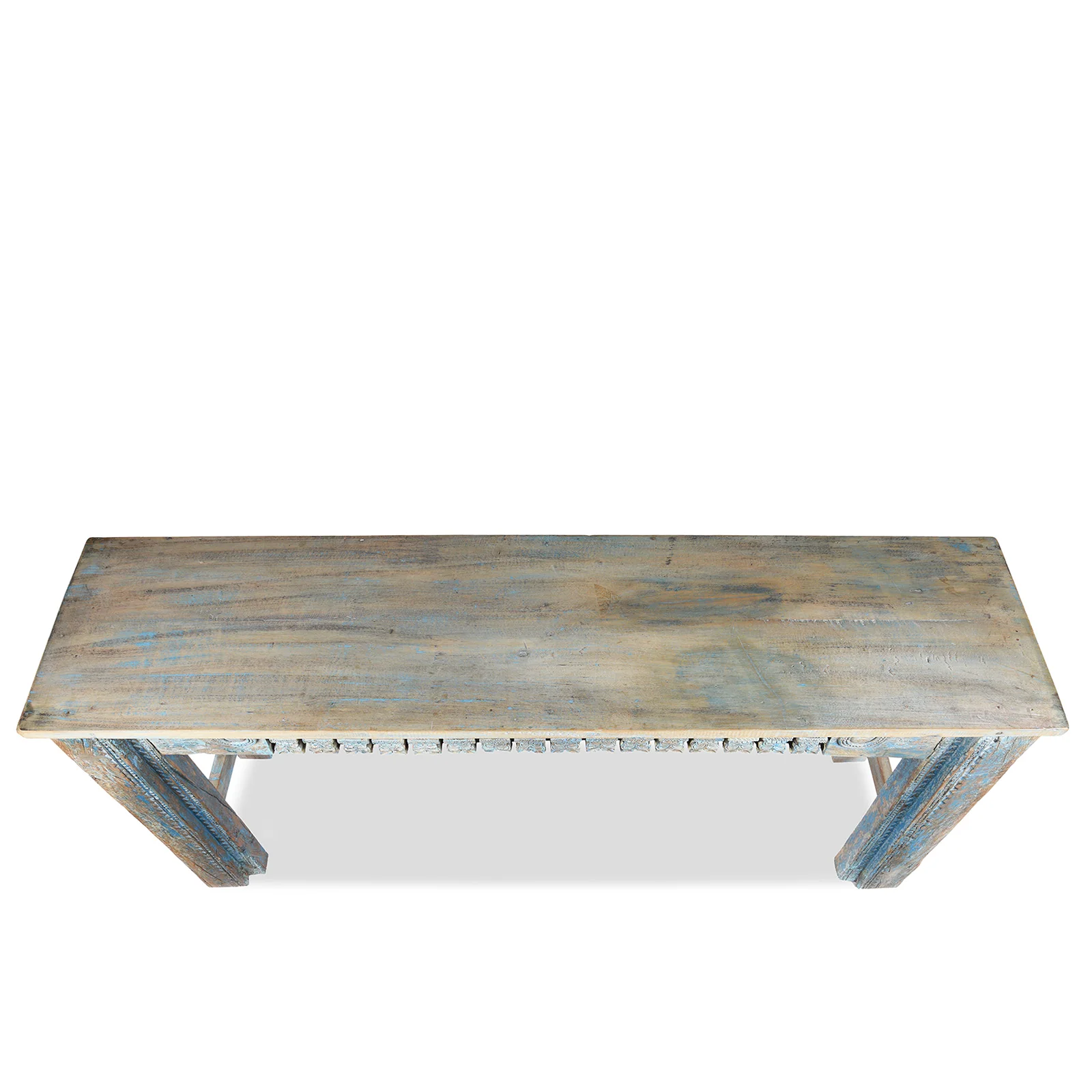 Blue Painted Console Table Made from Reclaimed Teak - Image 4