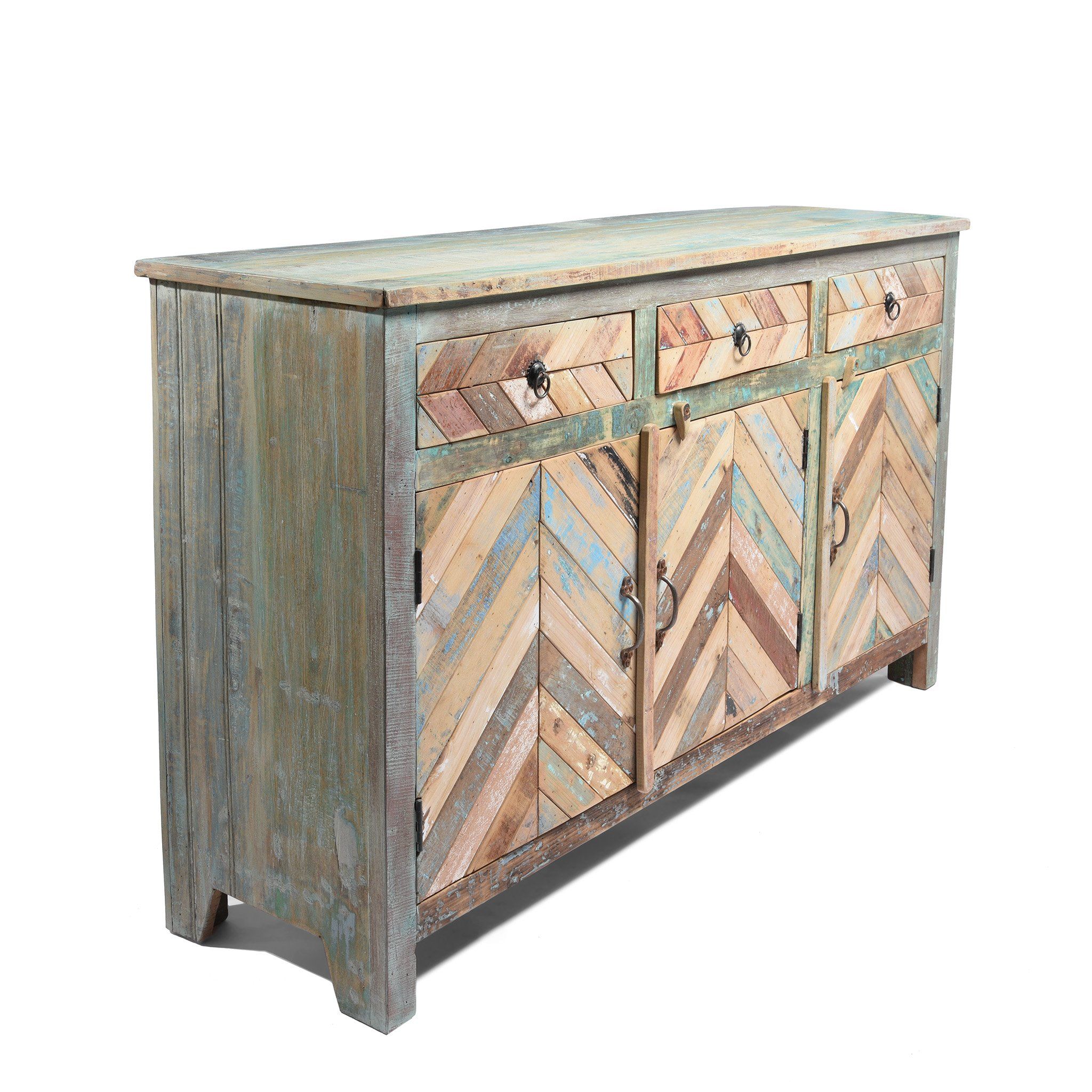 Reclaimed Teakwood Sideboard With Old Paint - Image 3