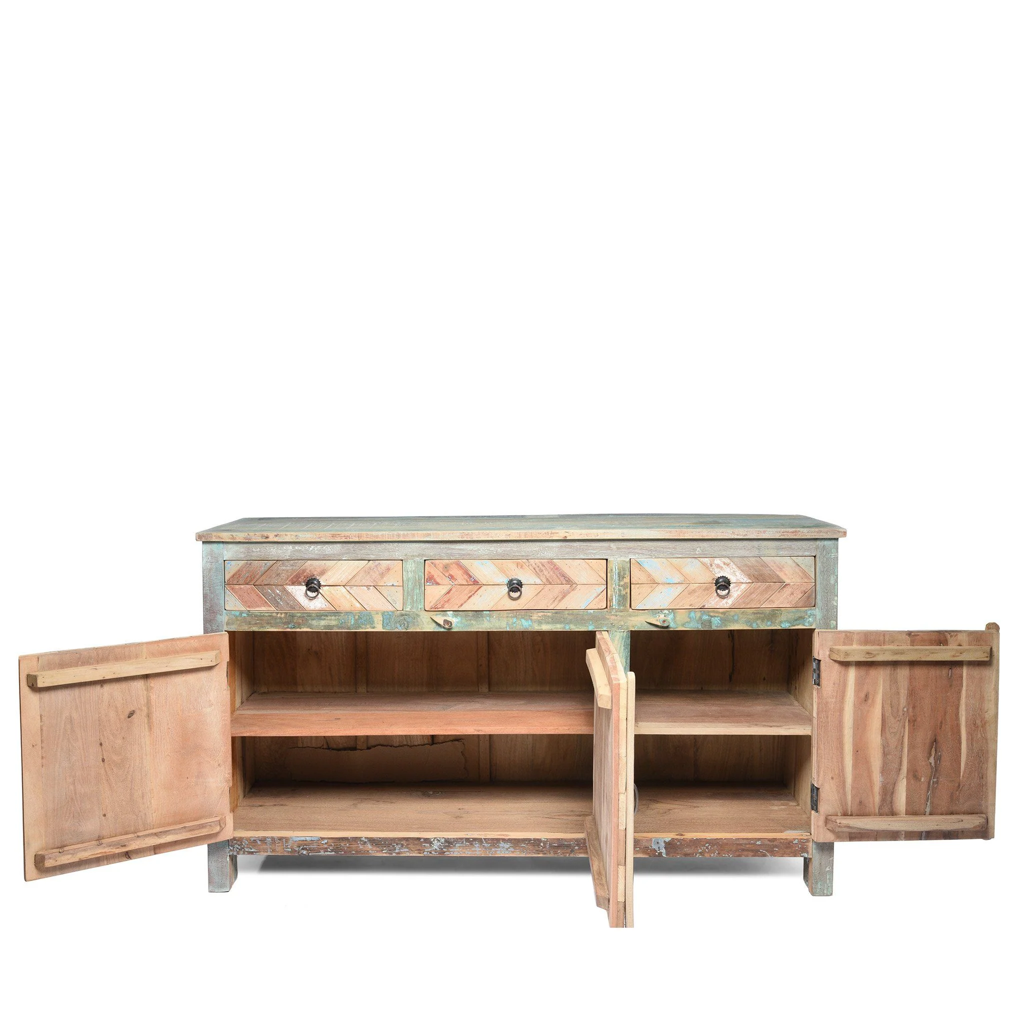 Reclaimed Teakwood Sideboard With Old Paint - Image 4