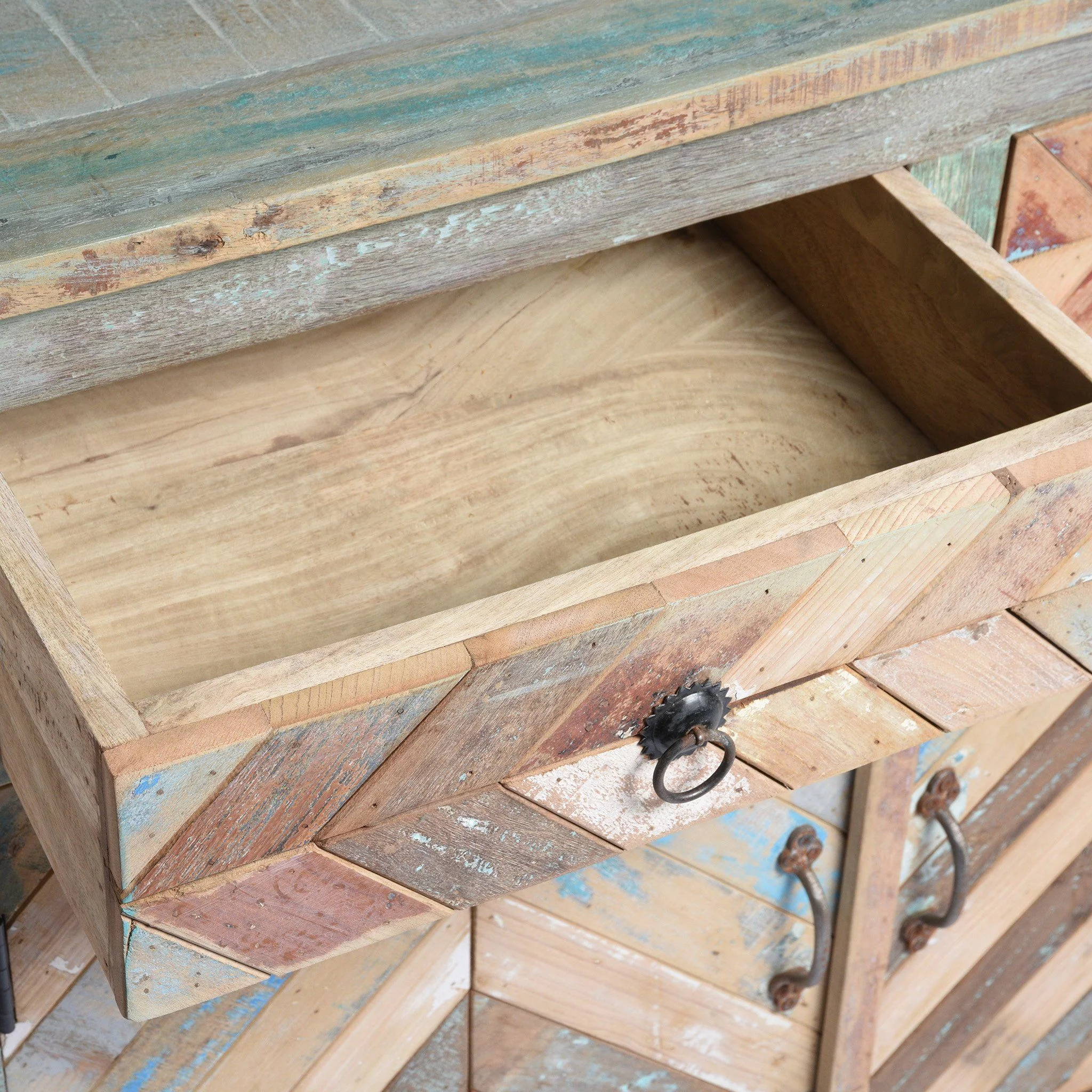 Reclaimed Teakwood Sideboard With Old Paint - Image 8