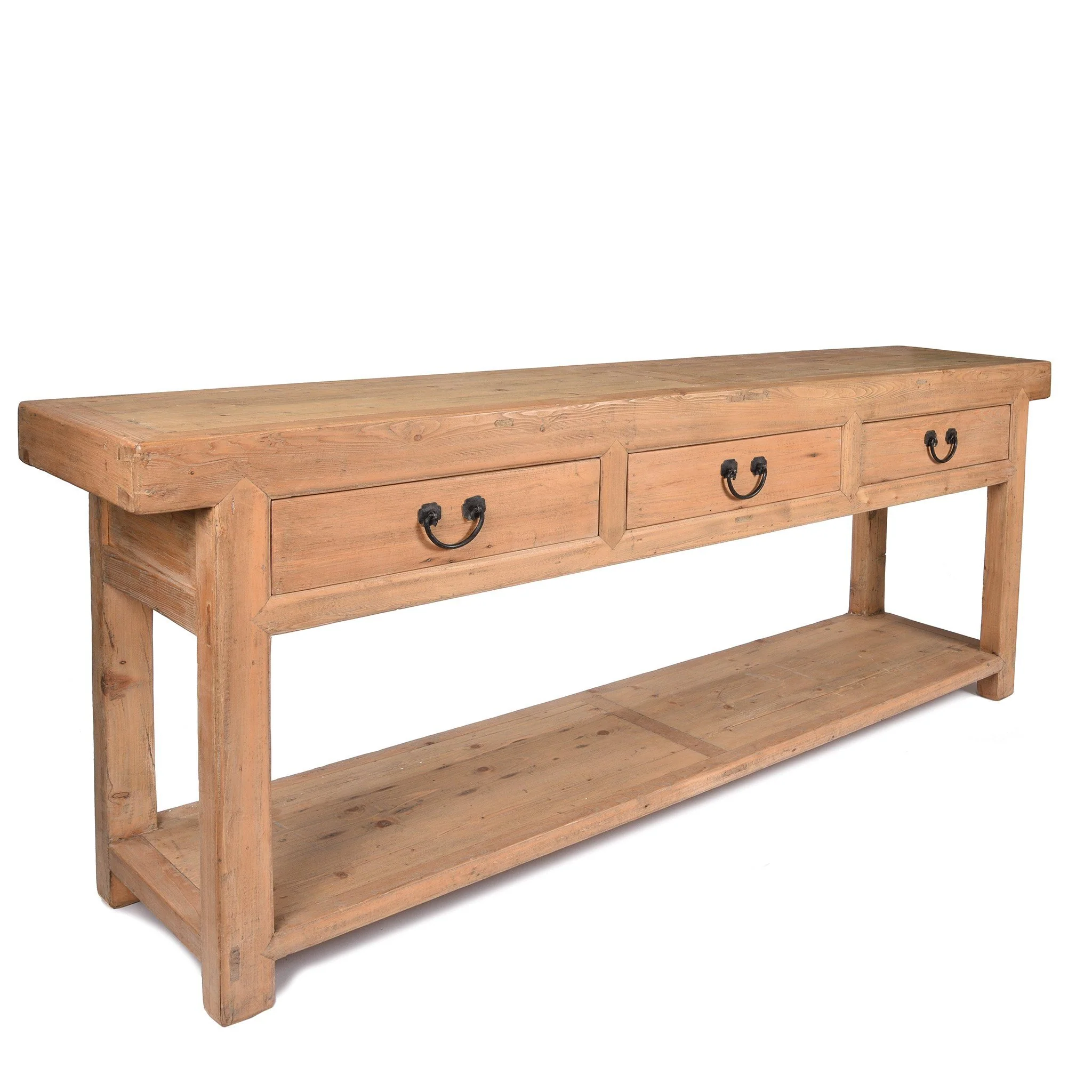 3 Drawer Farmhouse Console Table Made From Reclaimed Wood - Image 3
