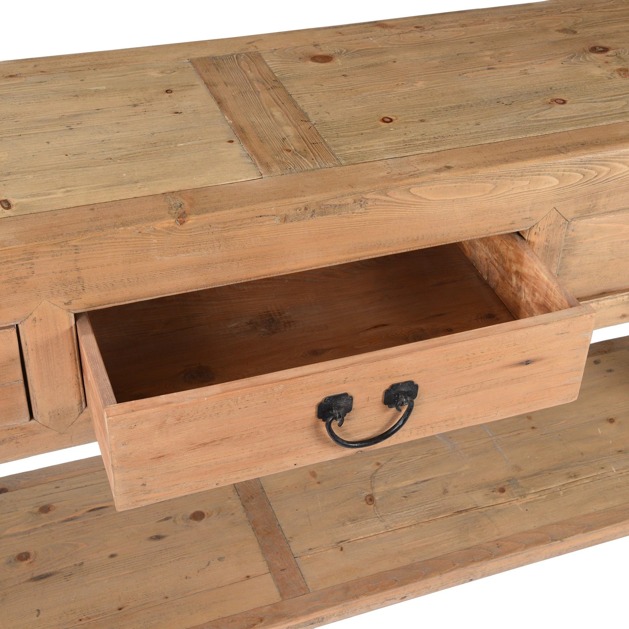 3 Drawer Farmhouse Console Table Made From Reclaimed Wood - Image 5