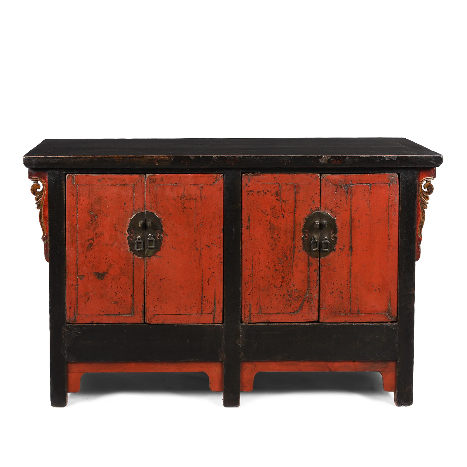 Red & Black Lacquer Sideboard From Shanxi - Late 18thC