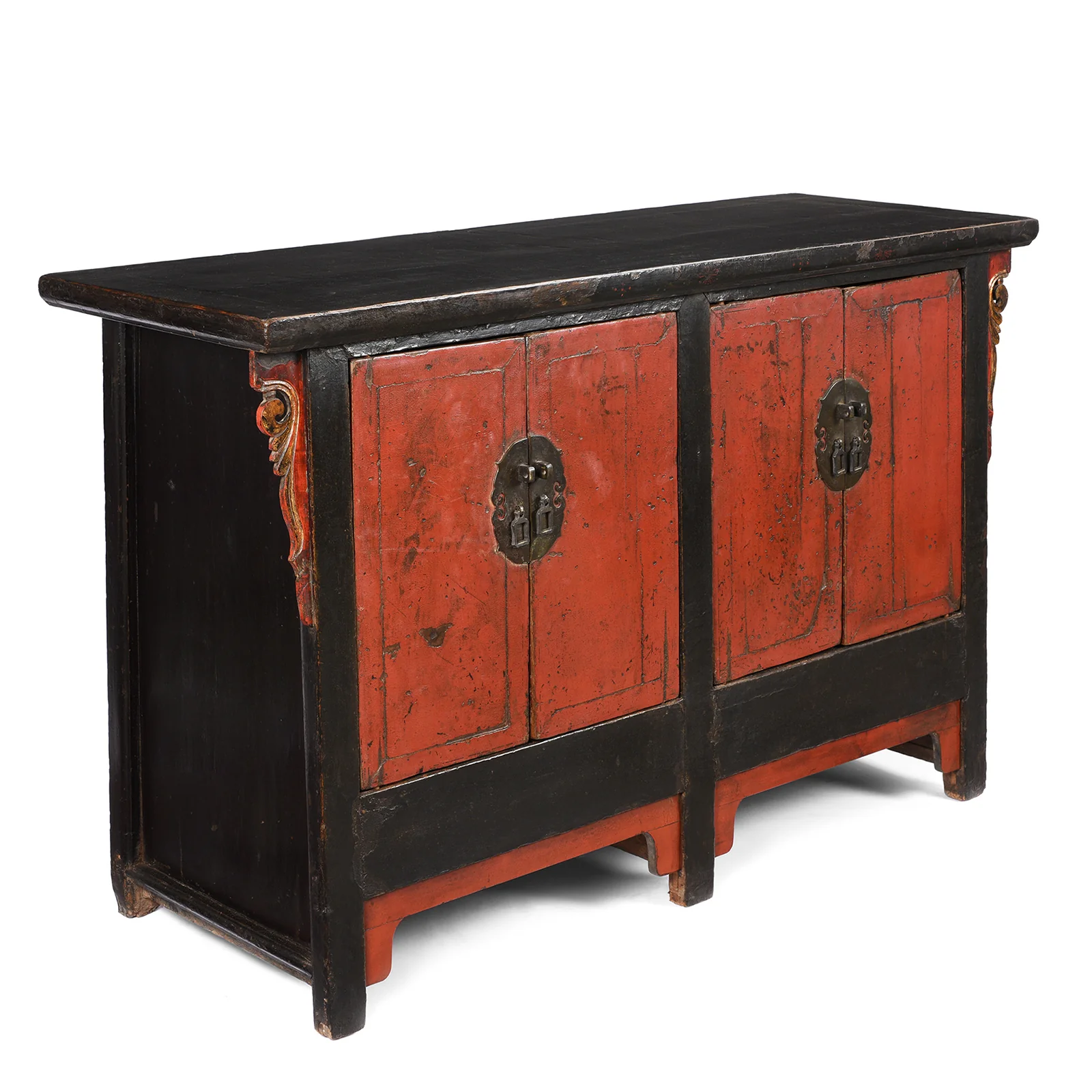 Red & Black Lacquer Sideboard From Shanxi - Late 18thC - Image 5