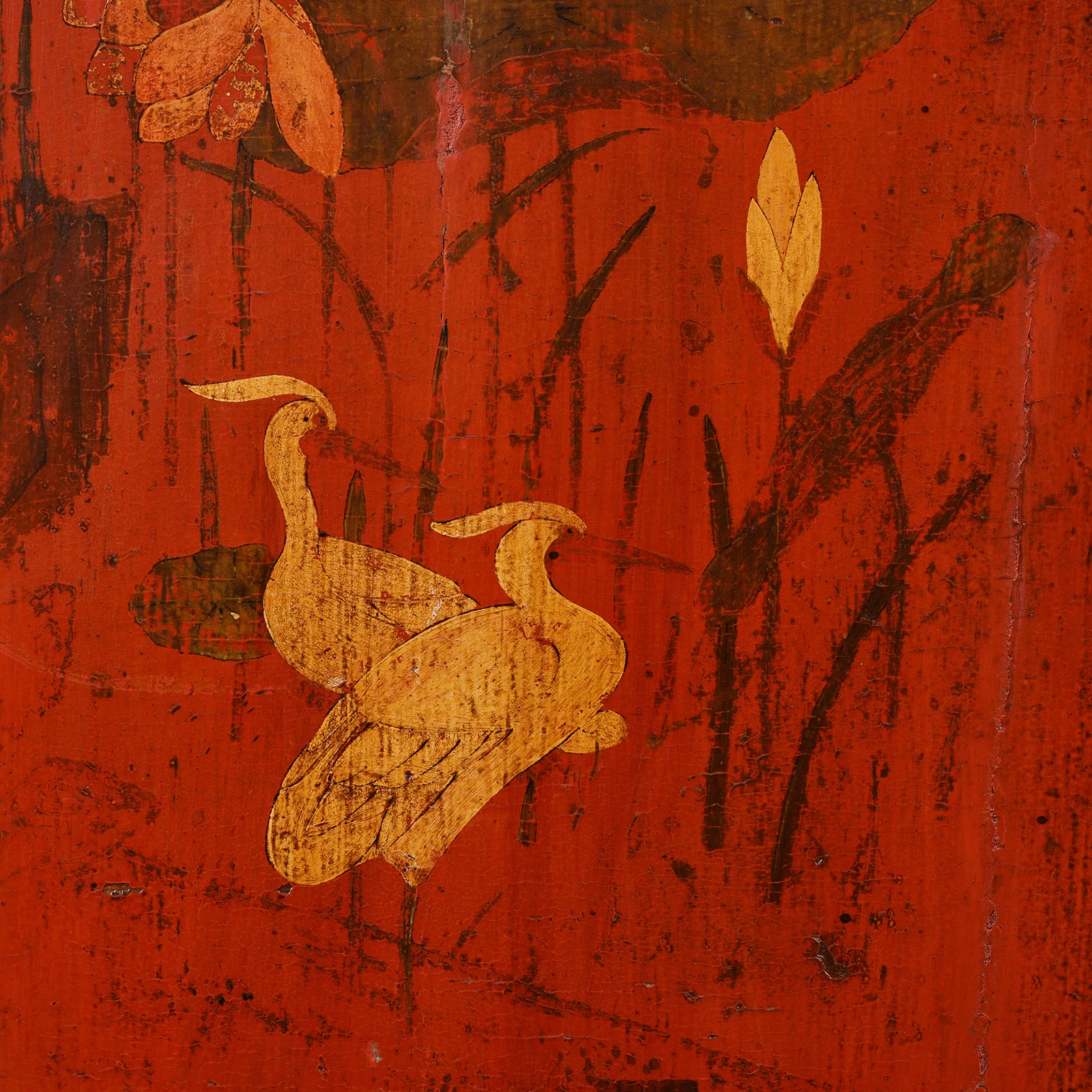 Red & Black Painted Lacquer Wedding Cabinet From Shanxi  -19th Century - Image 9