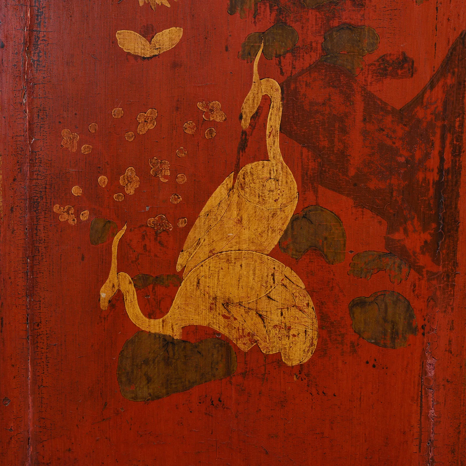 Red & Black Painted Lacquer Wedding Cabinet From Shanxi -19thC - Image 7