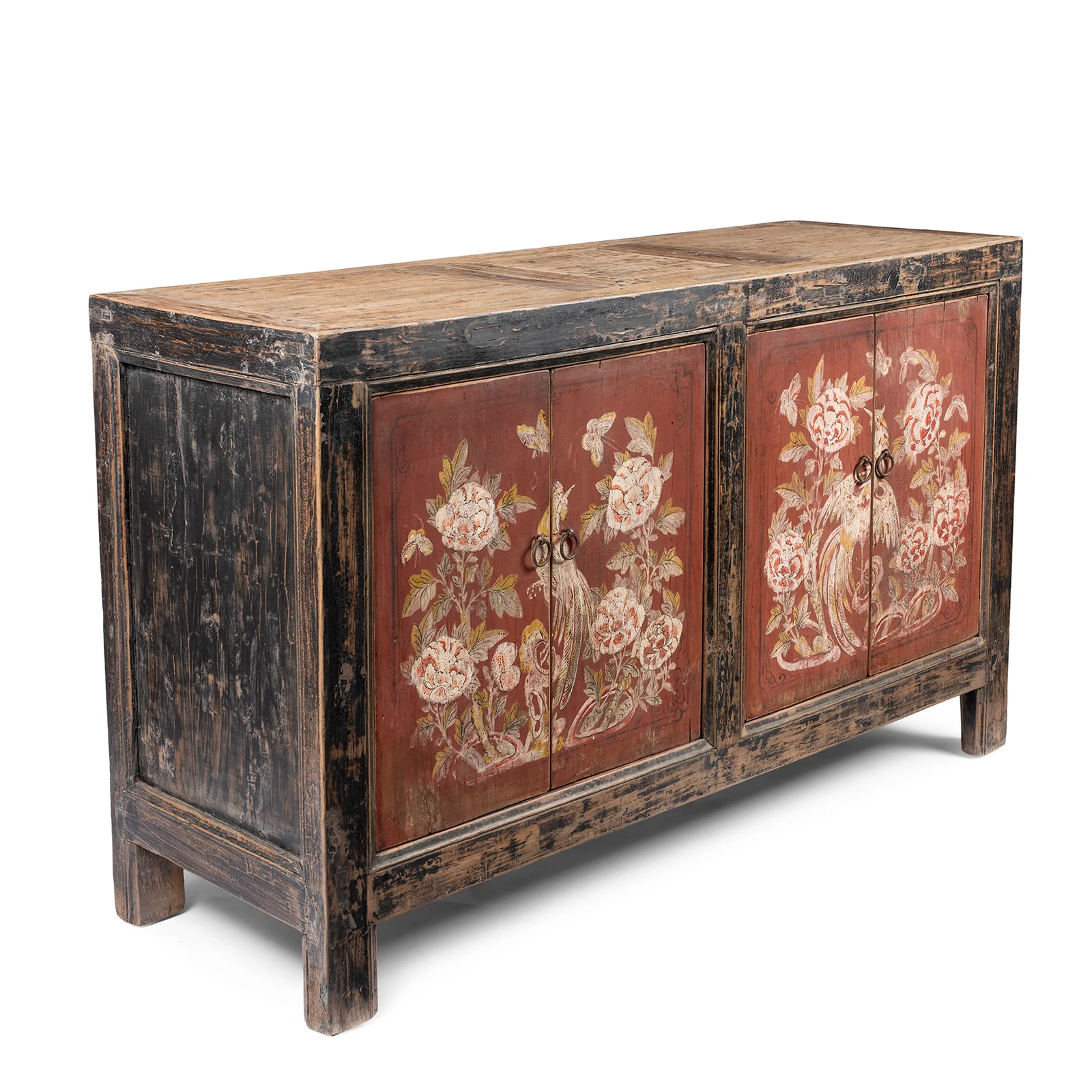 Red & Black Painted Sideboard From Shanxi - 19th Century - Image 3
