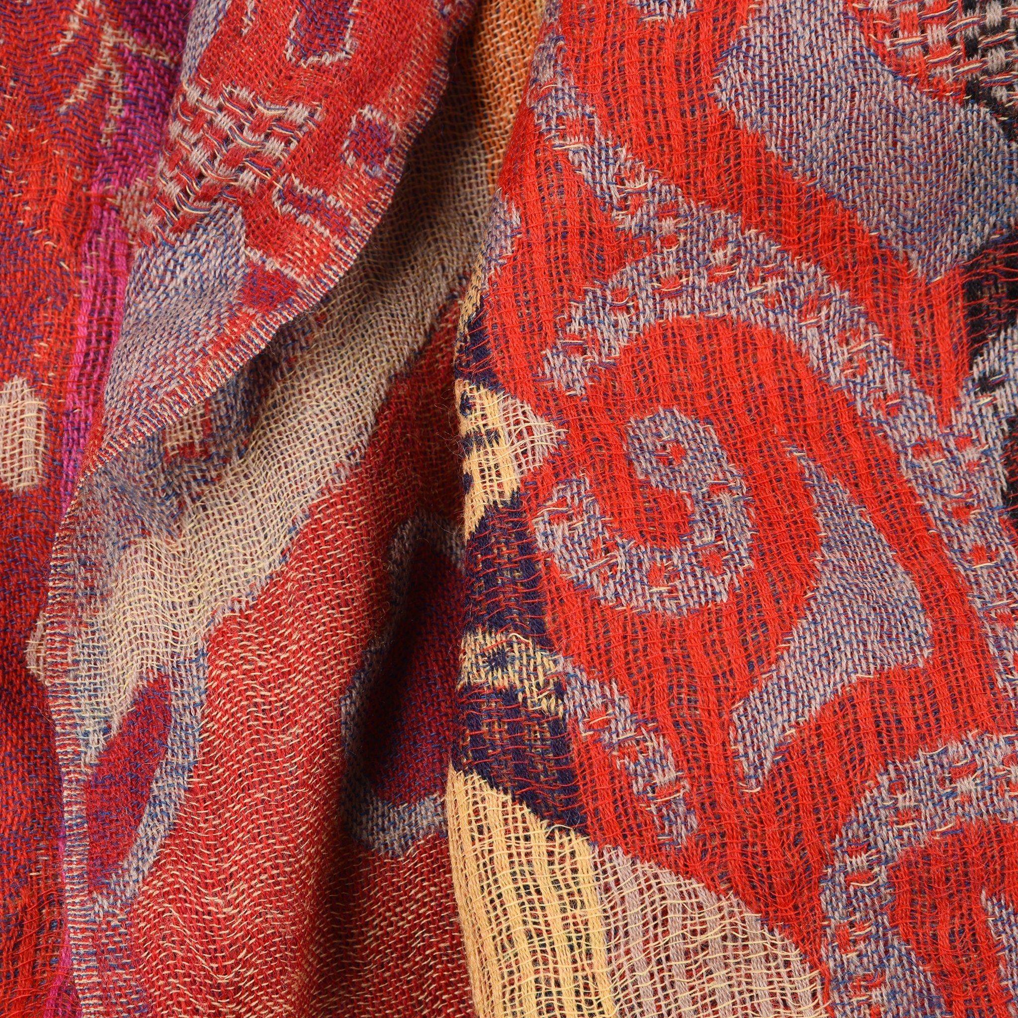 Red Floral Dreams Scarf - Merino Wool - Image 3