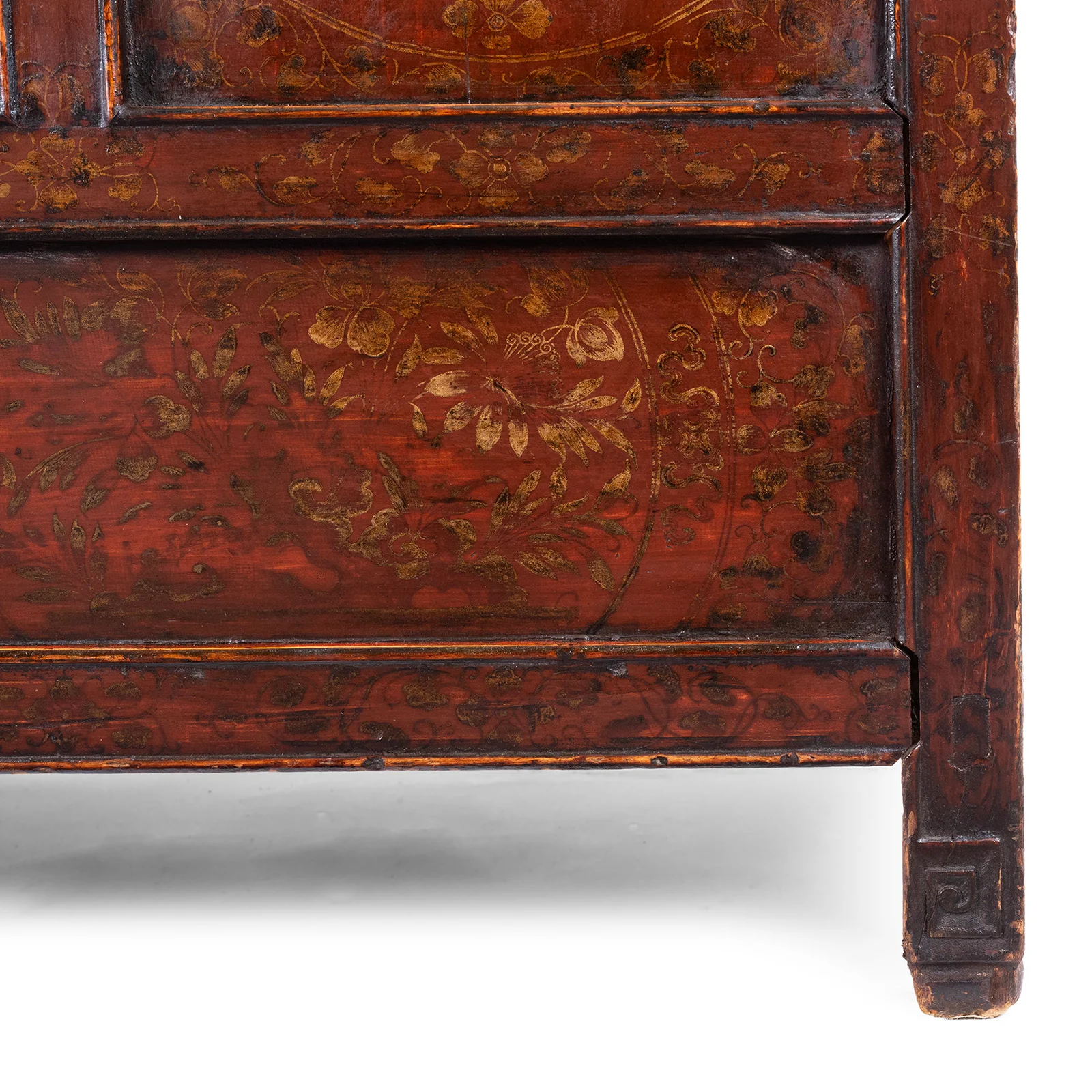 Red & Gold Painted Altar Cabinet From Central Tibet - 19th Century - Image 8