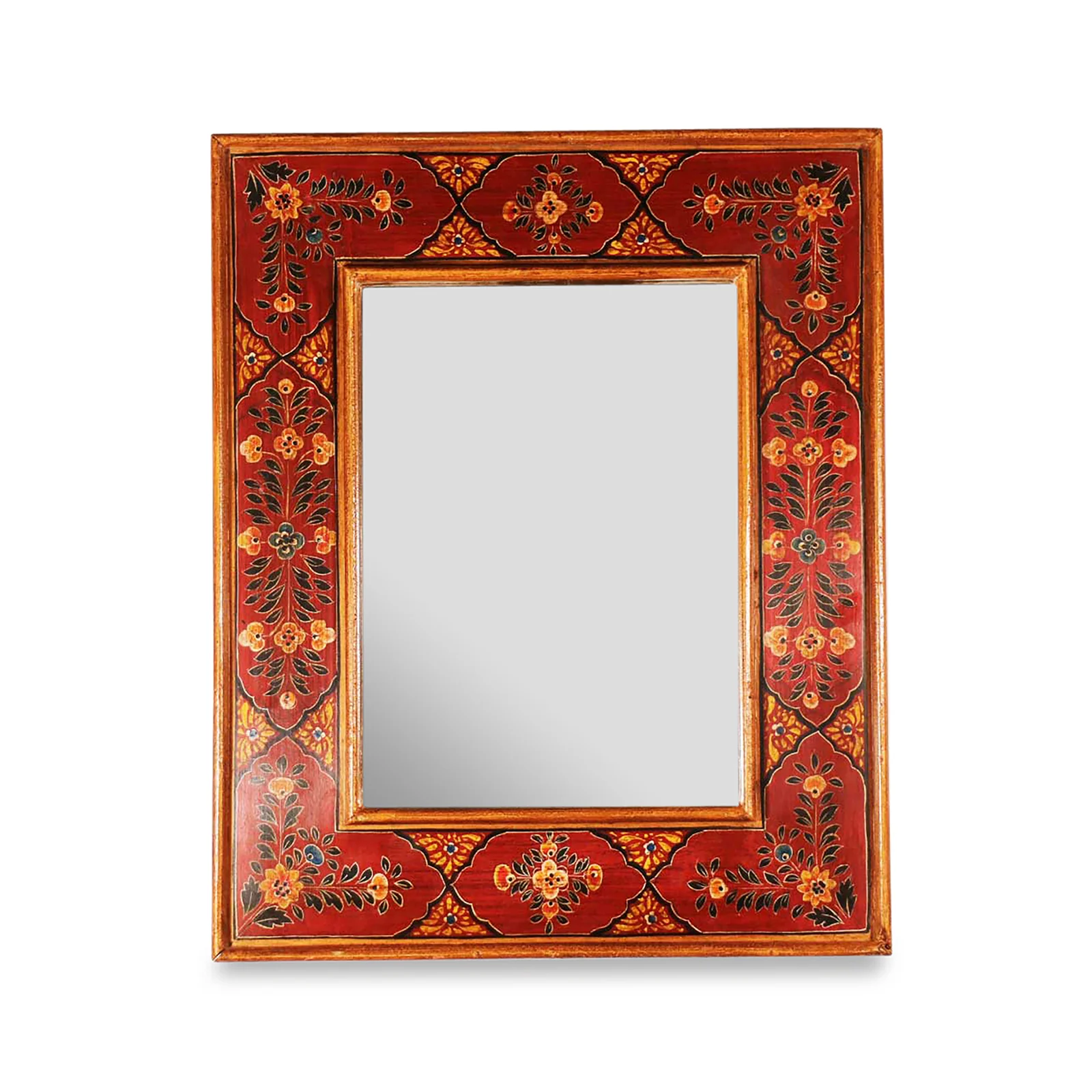 Red Hand Painted Indian Mirror - Image 7
