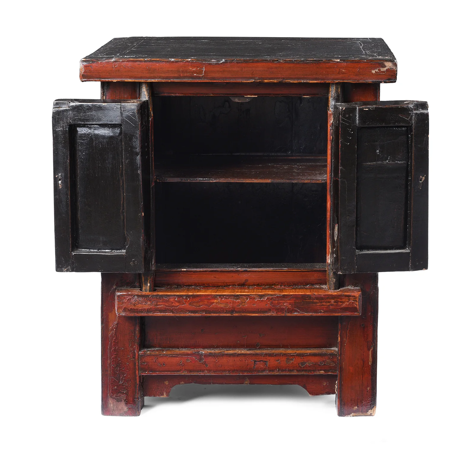 Red Lacquer Bedside Cabinet From Shanxi - 19th Century - Image 4