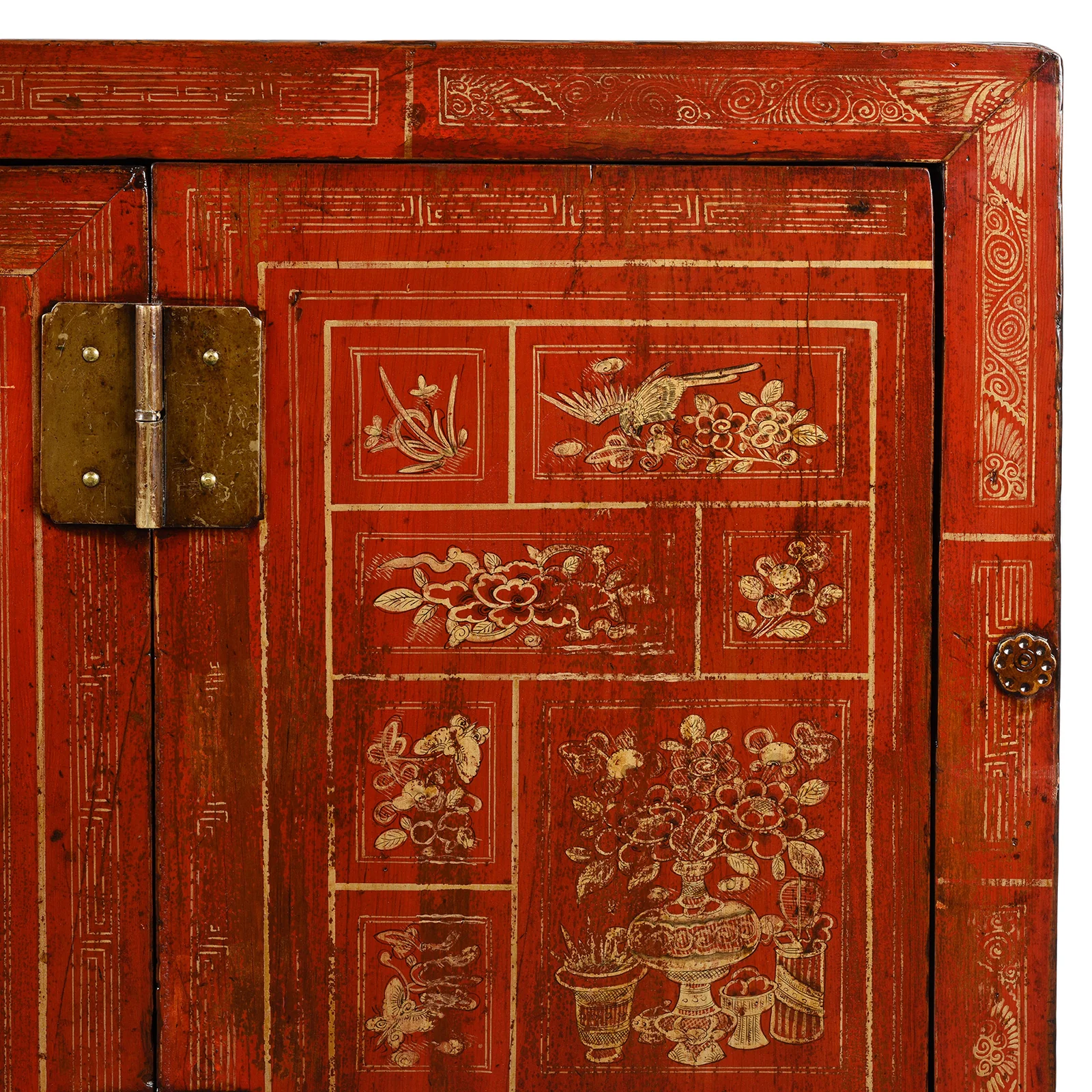 Red Lacquer Chinese Sideboard From Dongbei - Ca 1920 - Image 10
