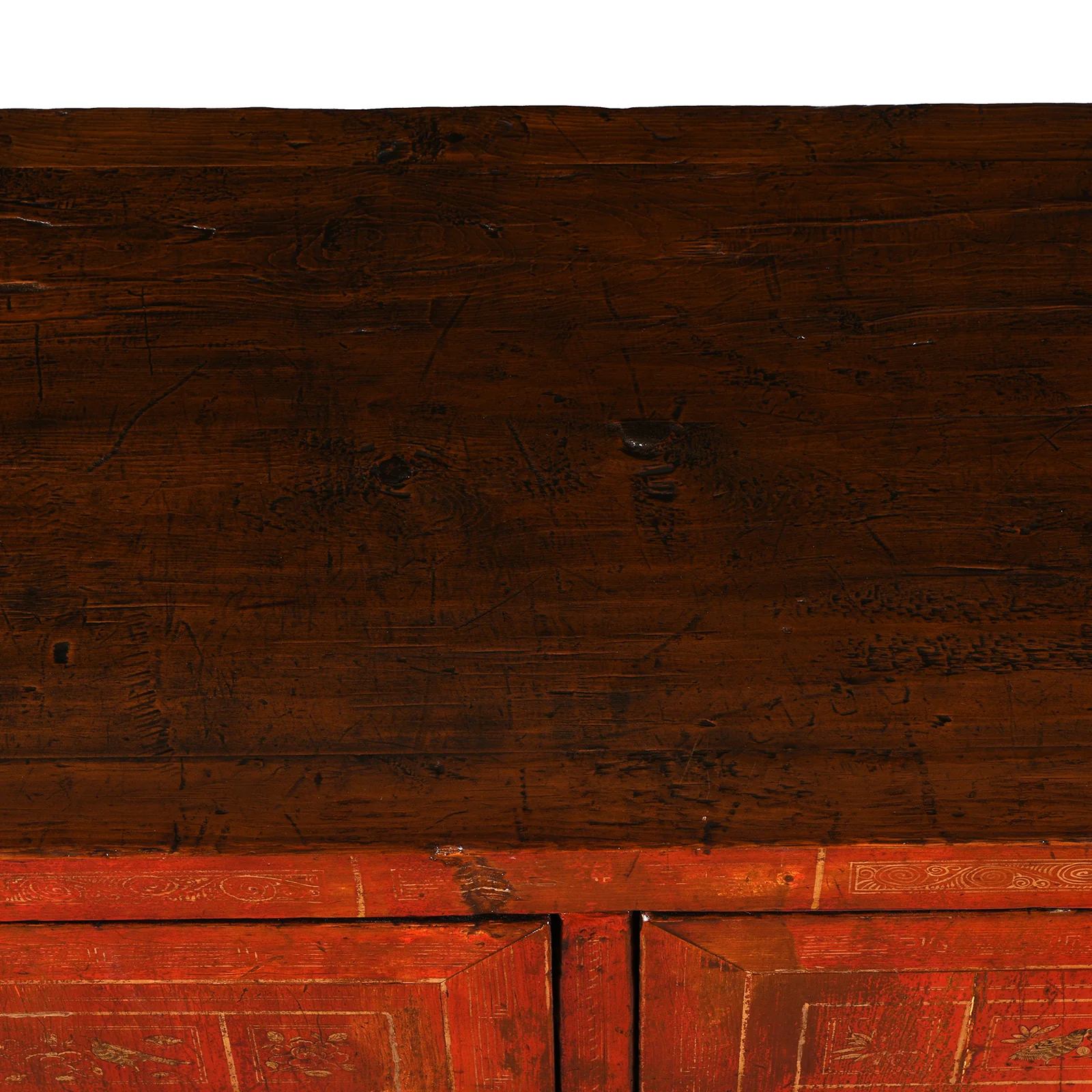 Red Lacquer Chinese Sideboard From Dongbei - Ca 1920 - Image 11