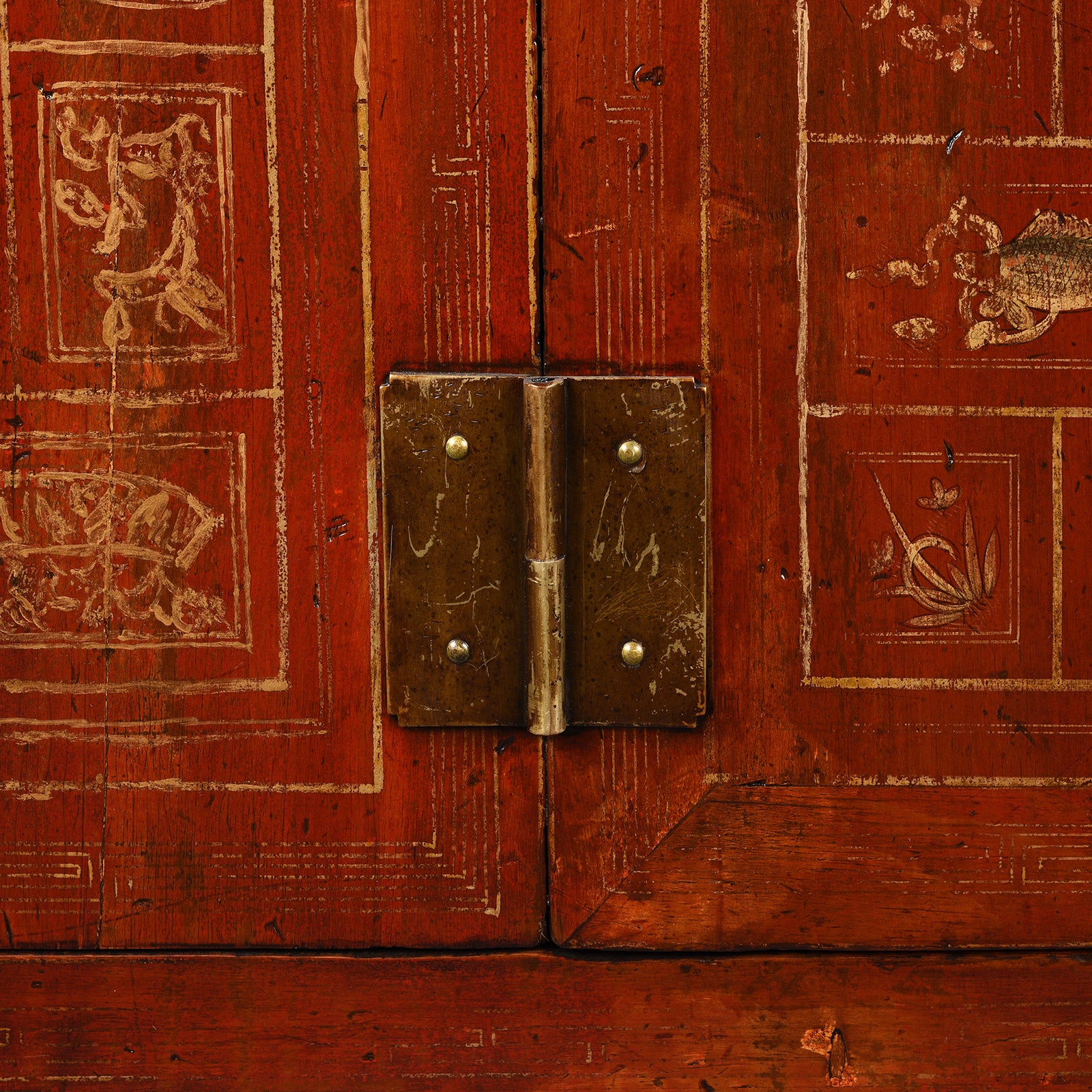 Red Lacquer Chinese Sideboard From Dongbei - Ca 1920 - Image 7