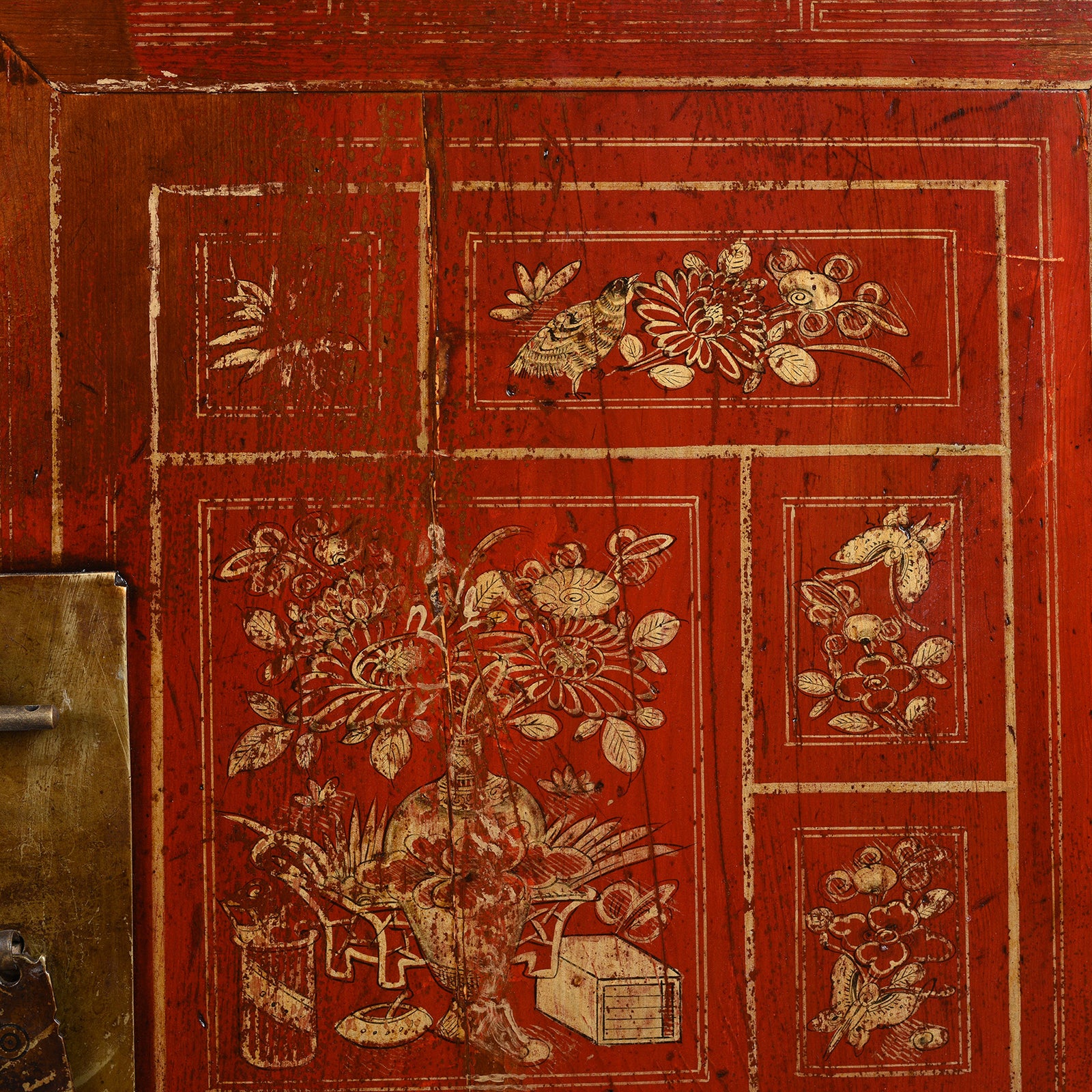 Red Lacquer Chinese Sideboard From Dongbei - Ca 1920 - Image 8