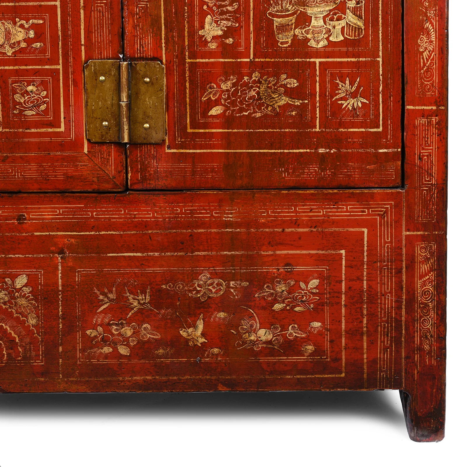 Red Lacquer Chinese Sideboard From Dongbei - Ca 1920 - Image 9