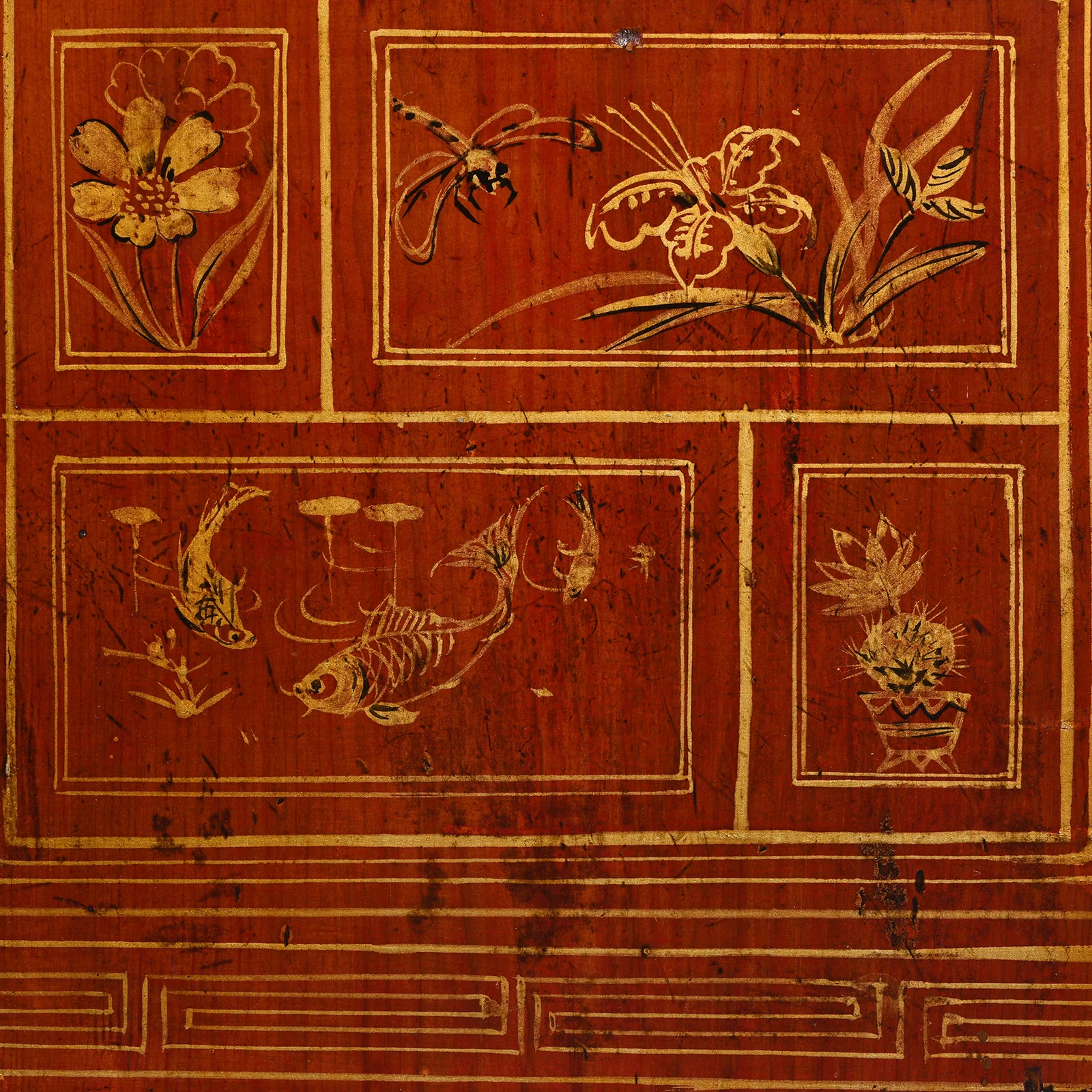 Red Lacquer Chinese Sideboard From Dongbei - Ca 1920 - Image 6