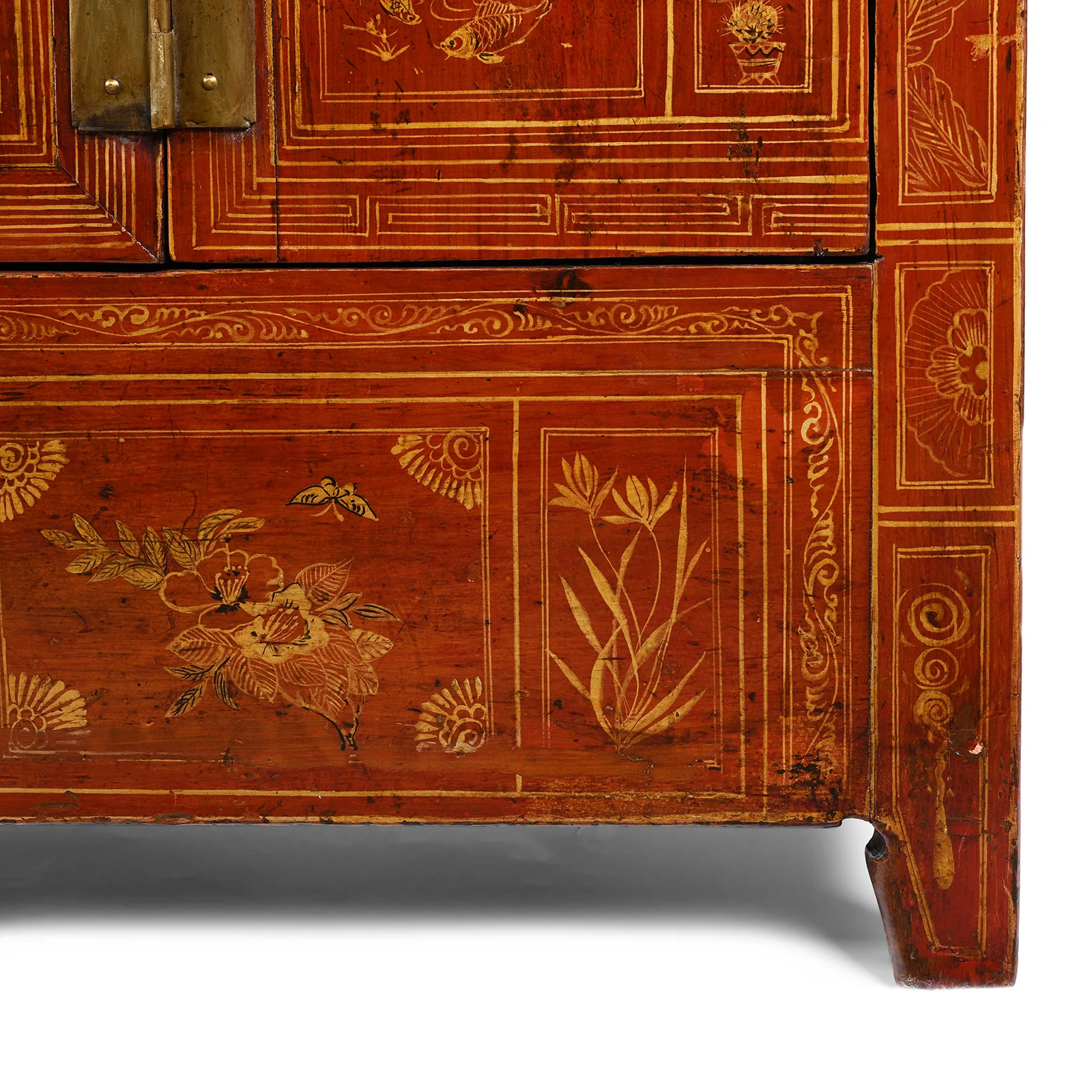 Red Lacquer Chinese Sideboard From Dongbei - Ca 1920 - Image 7