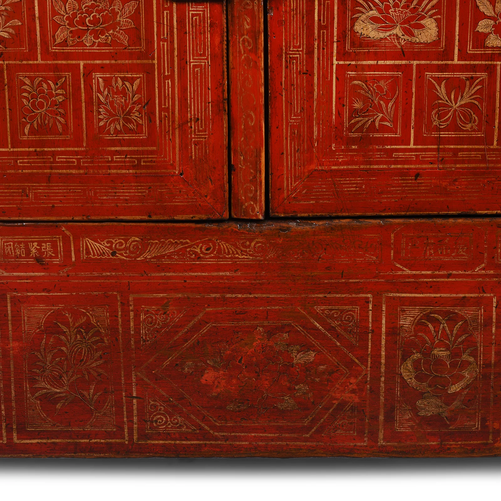 Red Lacquer Chinese Sideboard From Dongbei - Ca 1920 - Image 11