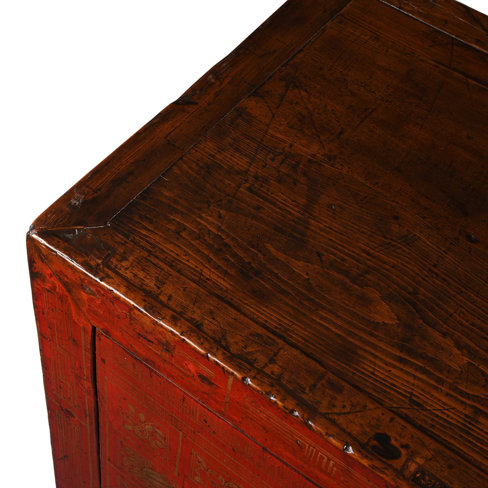 Red Lacquer Chinese Sideboard From Dongbei - Ca 1920 - Image 13