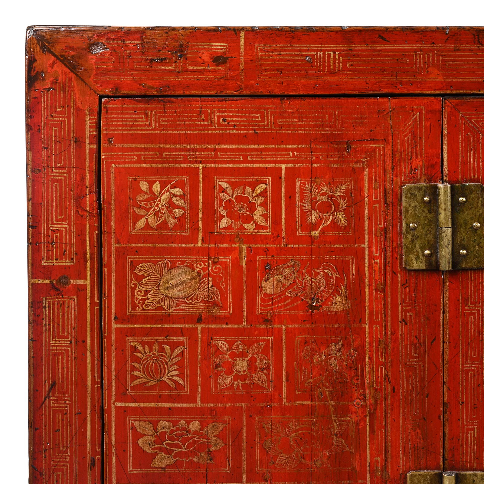 Red Lacquer Chinese Sideboard From Dongbei - Ca 1920 - Image 2