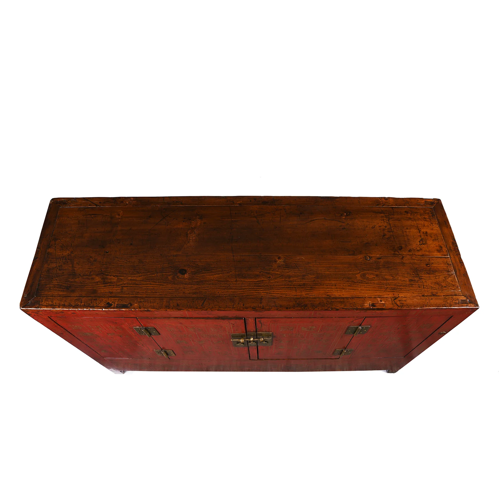 Red Lacquer Chinese Sideboard From Dongbei - Ca 1920 - Image 6
