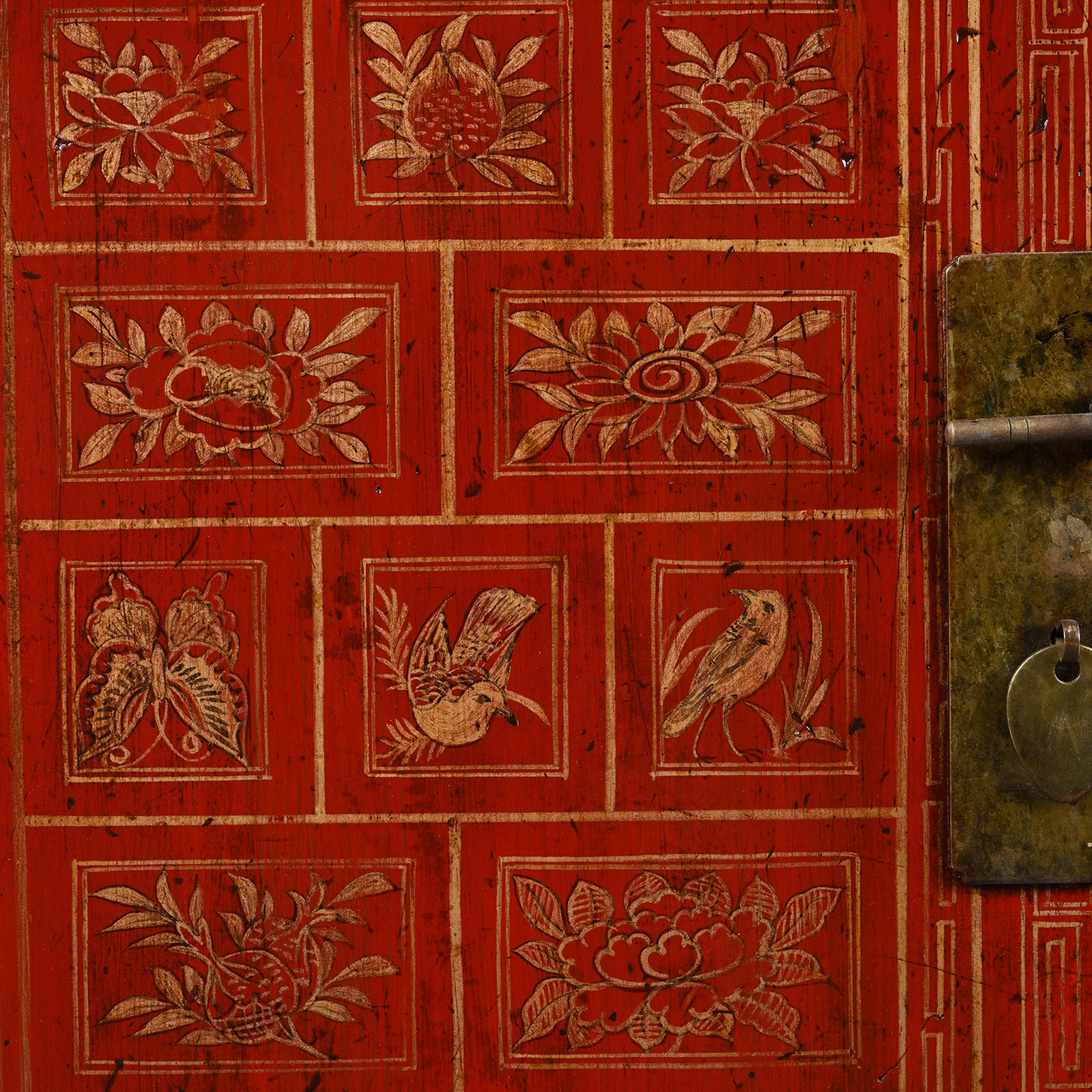 Red Lacquer Chinese Sideboard From Dongbei - Ca 1920 - Image 7
