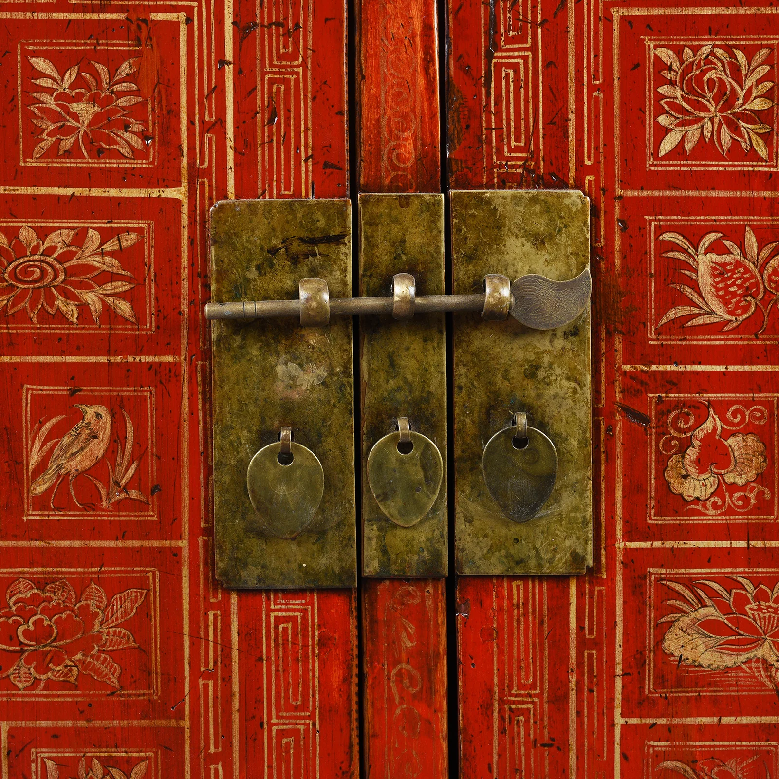 Red Lacquer Chinese Sideboard From Dongbei - Ca 1920 - Image 8