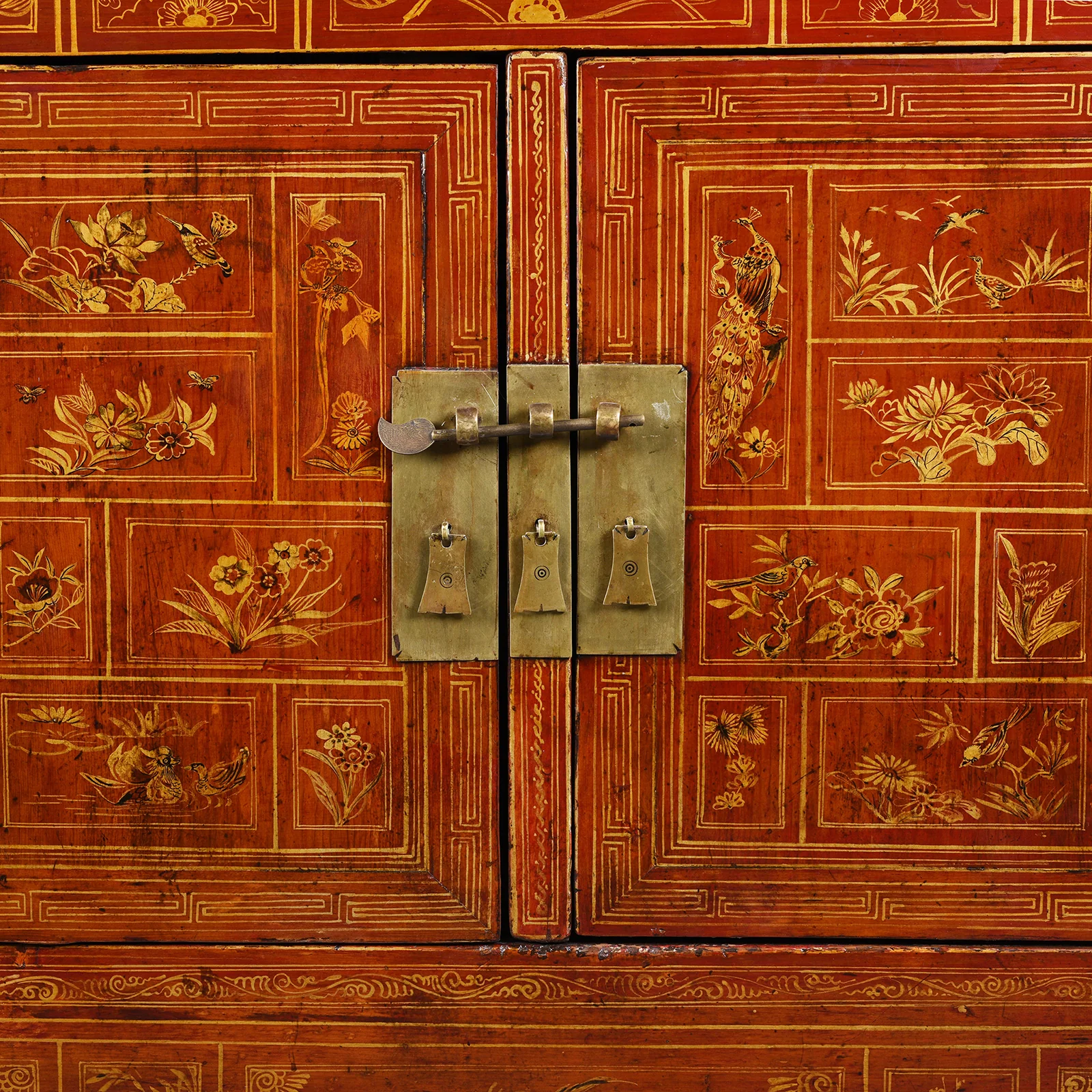 Red Lacquer Chinese Sideboard From Dongbei - Ca 1920 - Image 8