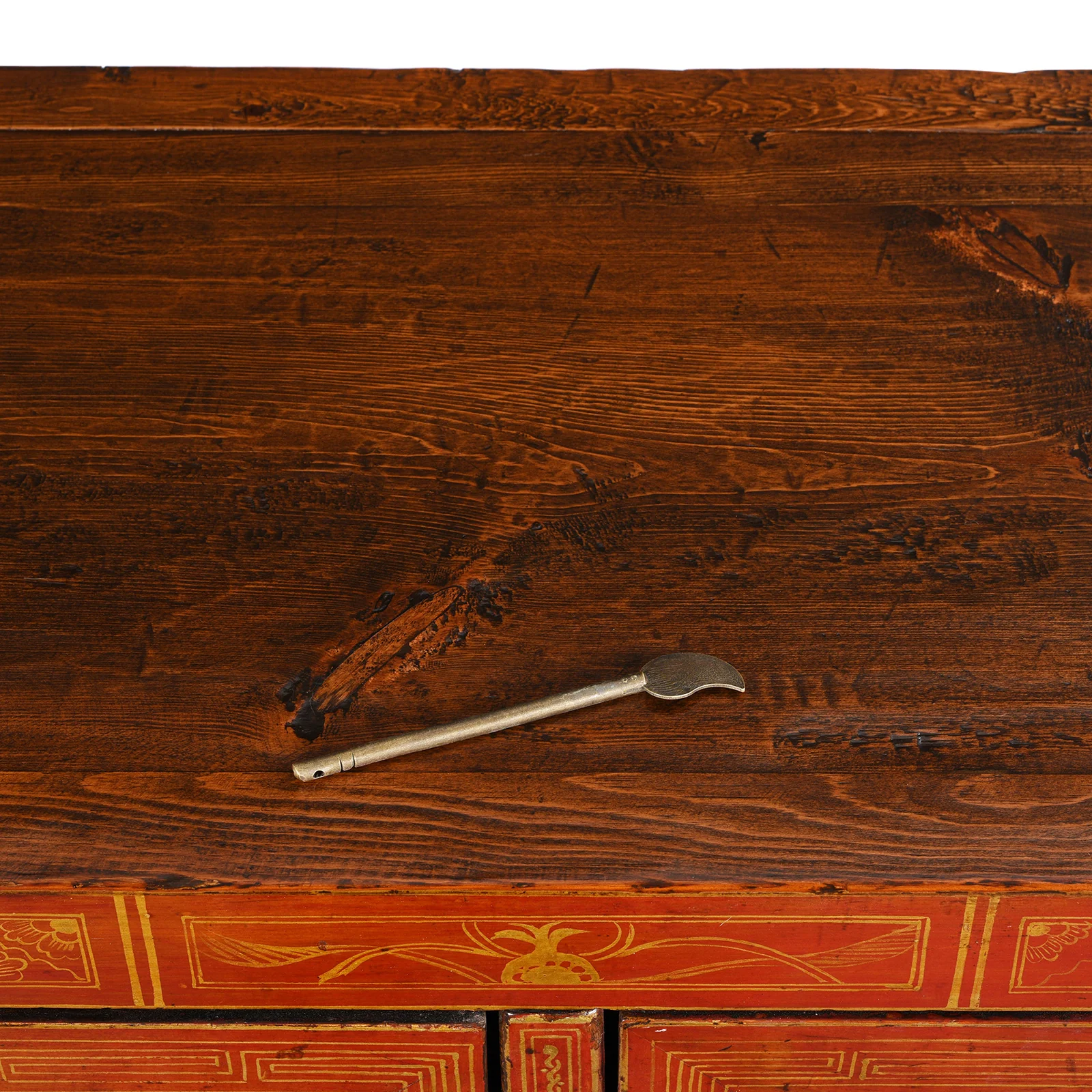 Red Lacquer Chinese Sideboard From Dongbei - Ca 1920 - Image 9