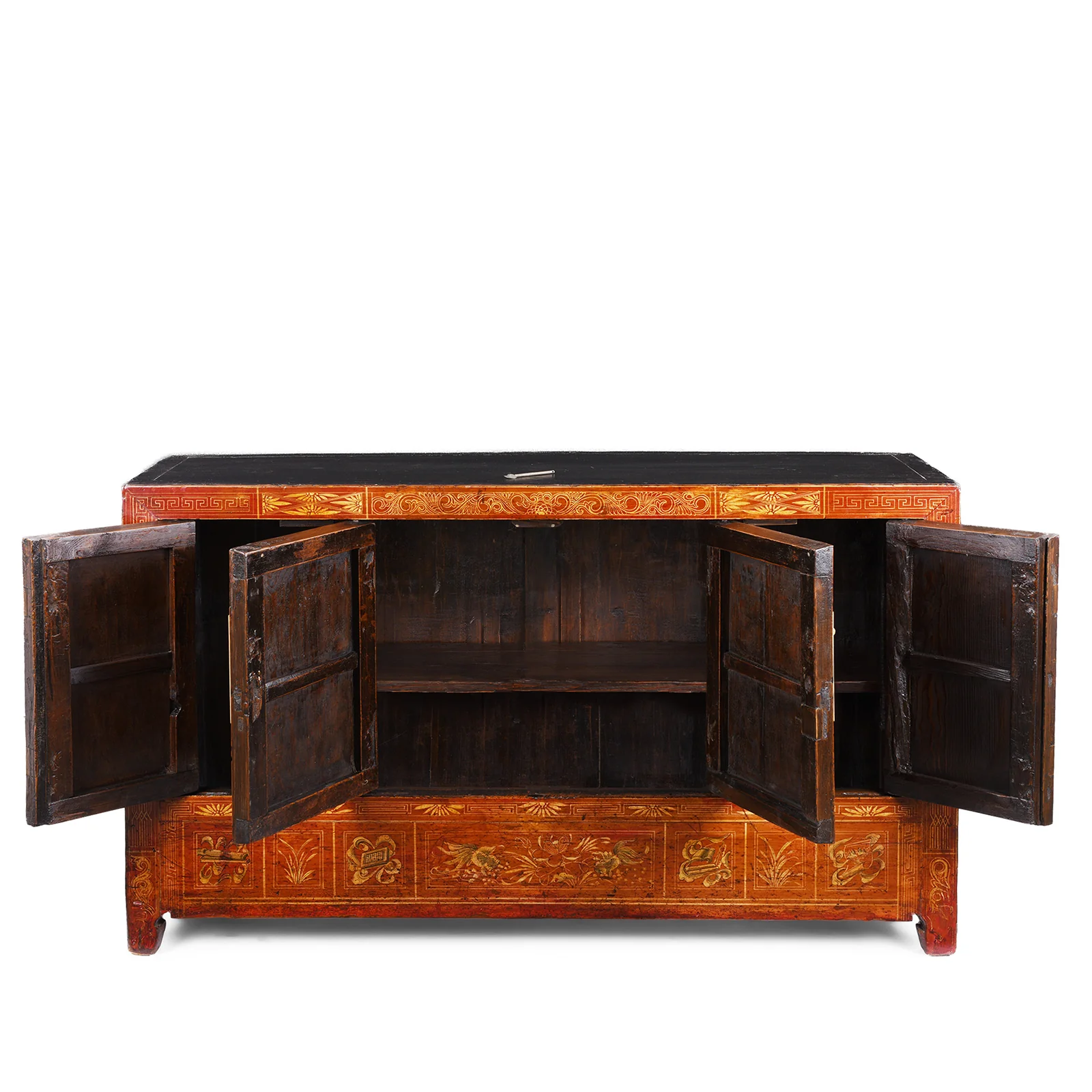 Red Lacquer Chinese Sideboard From Dongbei - Ca 1920 - Image 3