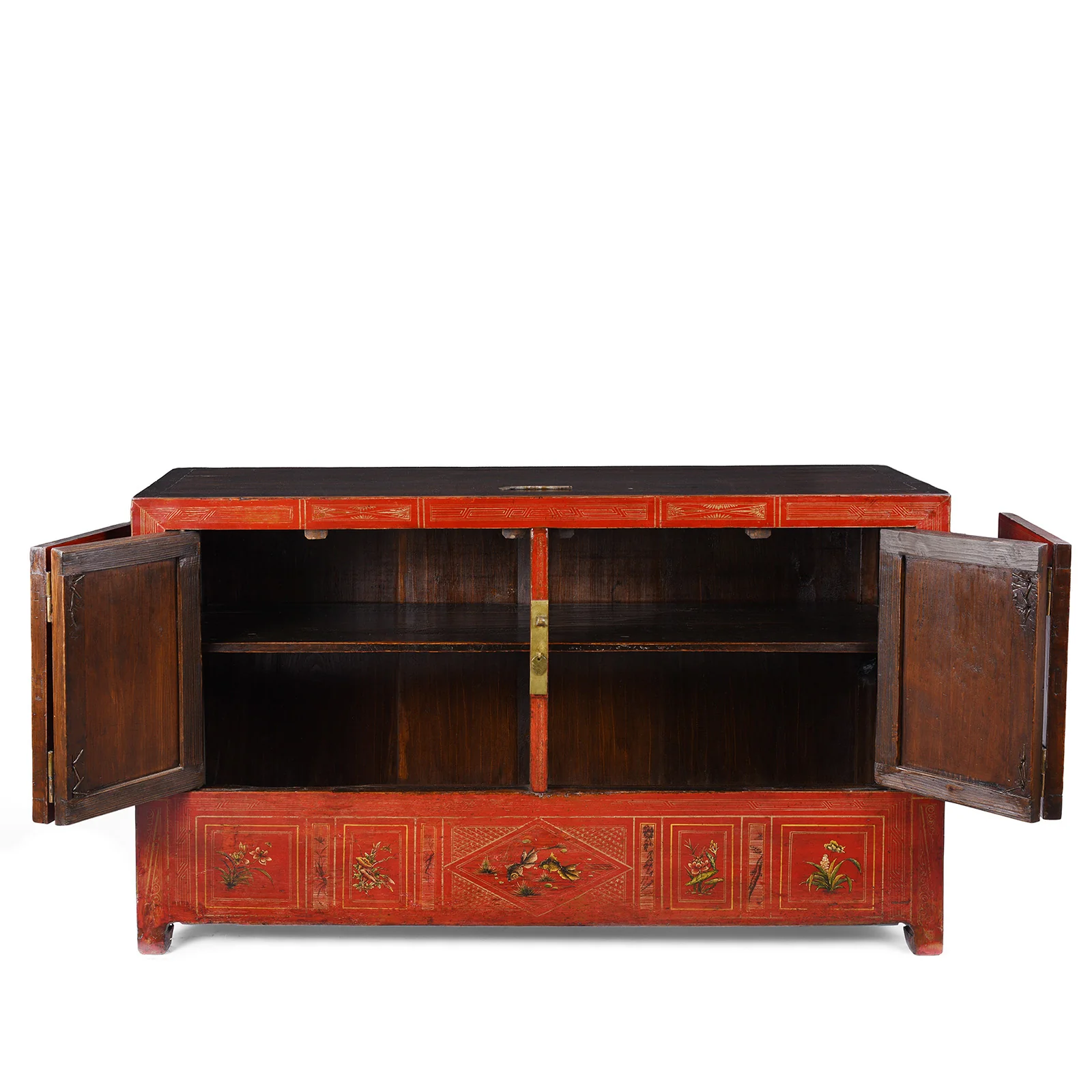 Red Lacquer Chinese Sideboard From Dongbei - Ca 1920 - Image 6