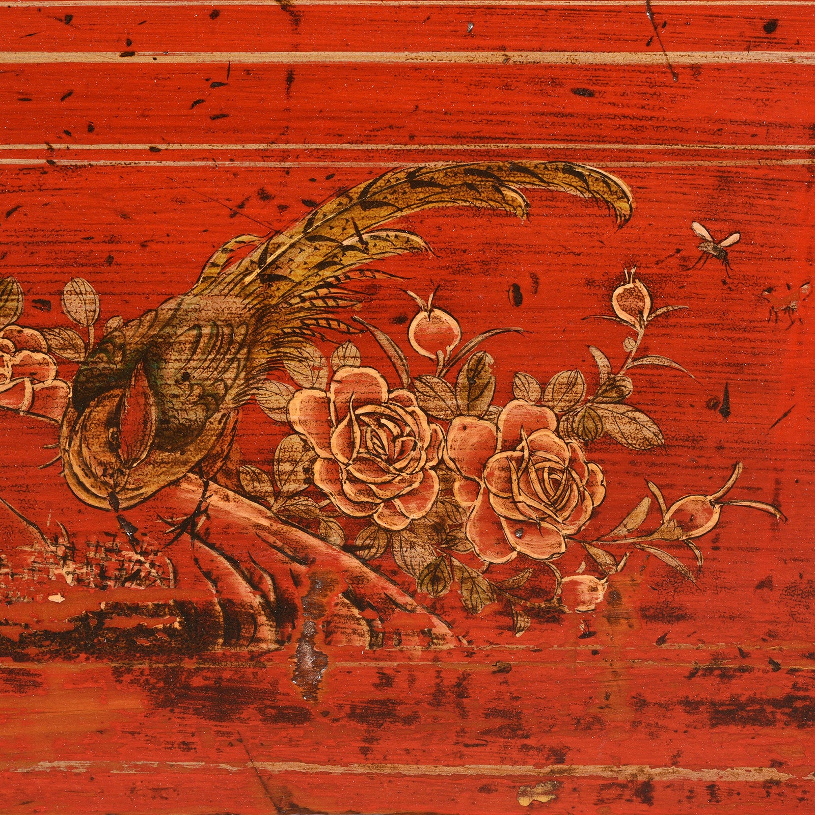 Red Lacquer Chinese Sideboard From Dongbei - Ca 1920 - Image 11