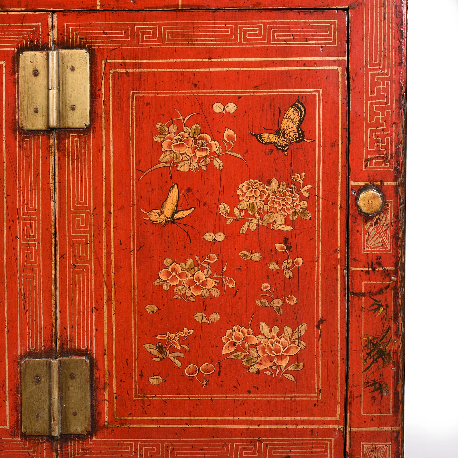 Red Lacquer Chinese Sideboard From Dongbei - Ca 1920 - Image 12