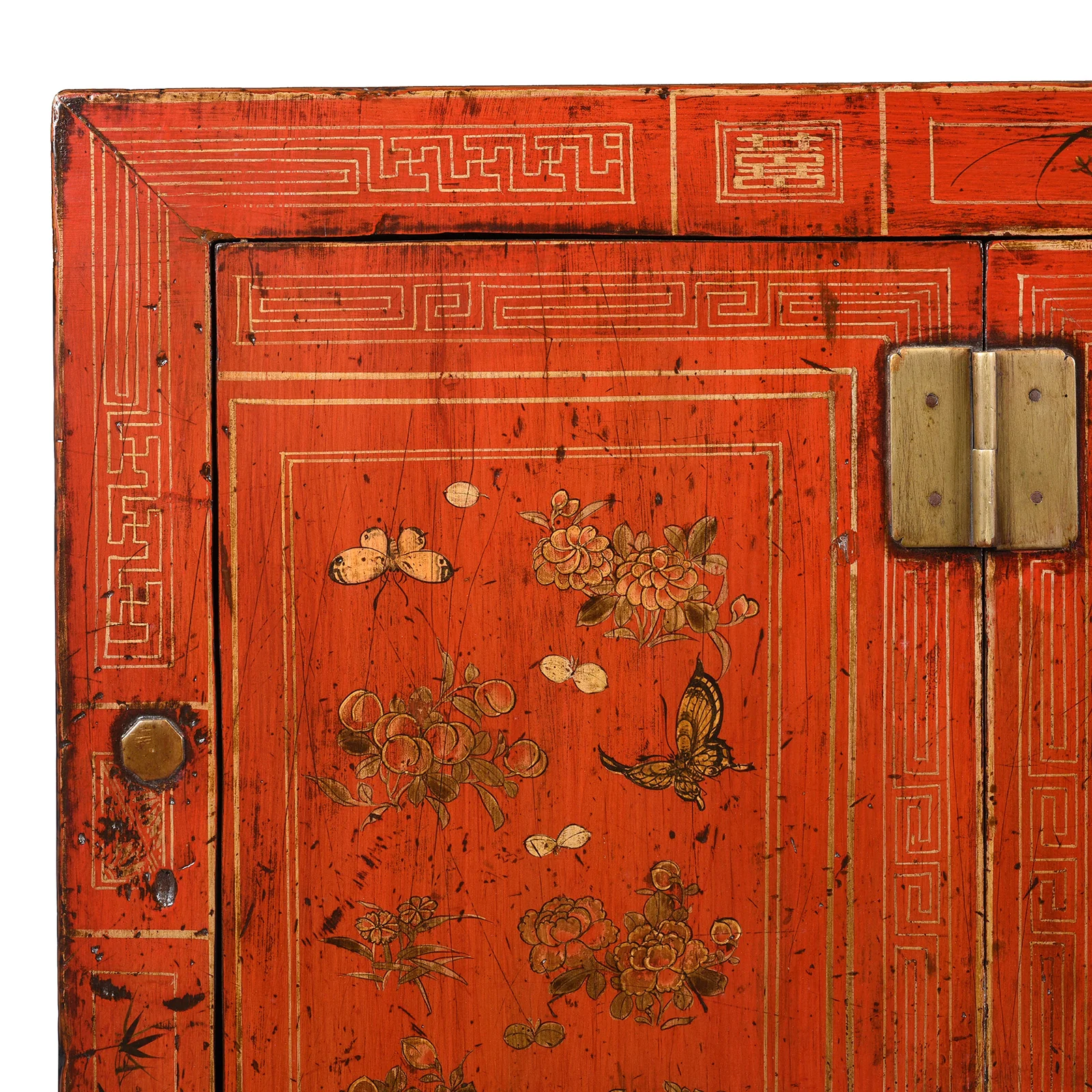 Red Lacquer Chinese Sideboard From Dongbei - Ca 1920 - Image 2