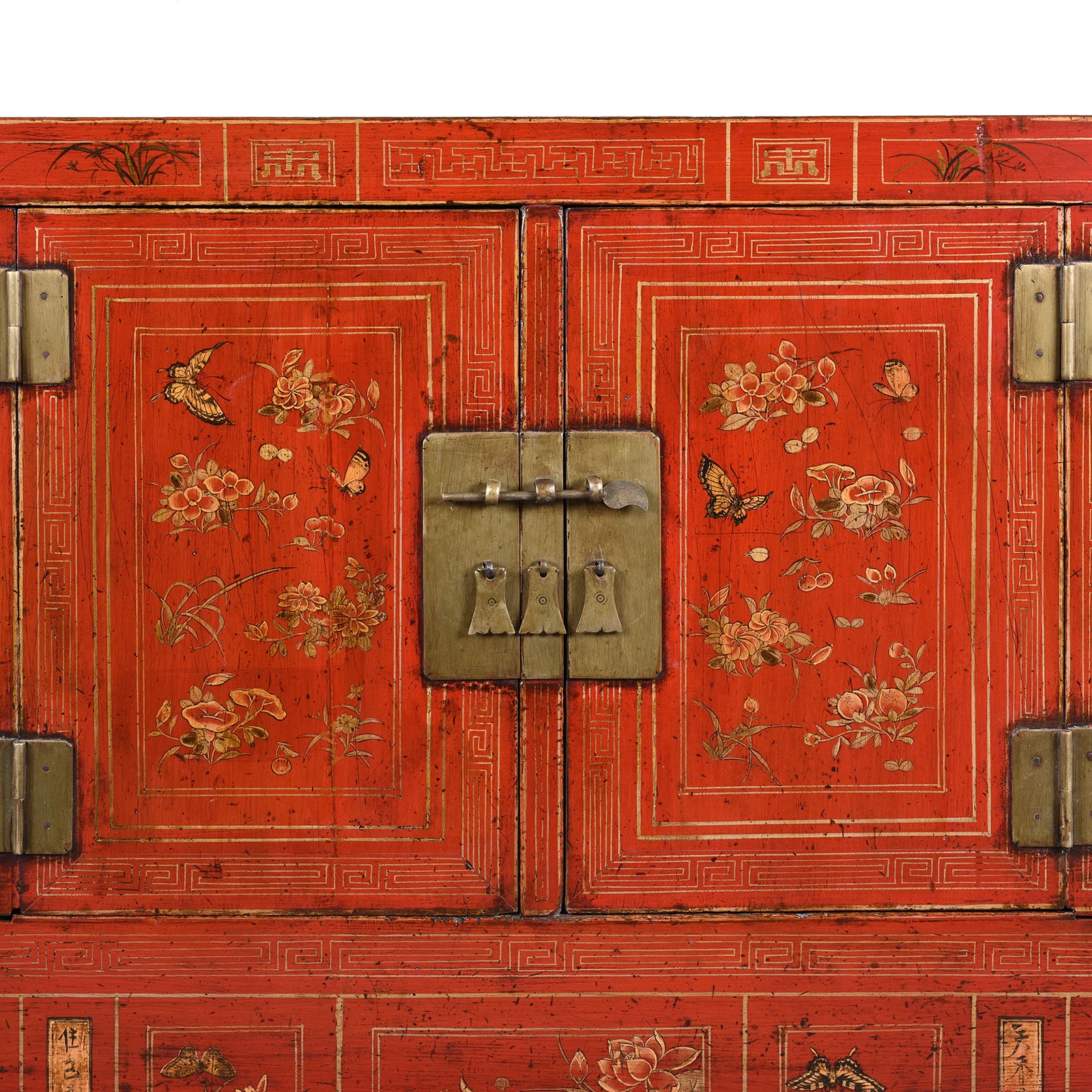 Red Lacquer Chinese Sideboard From Dongbei - Ca 1920 - Image 3