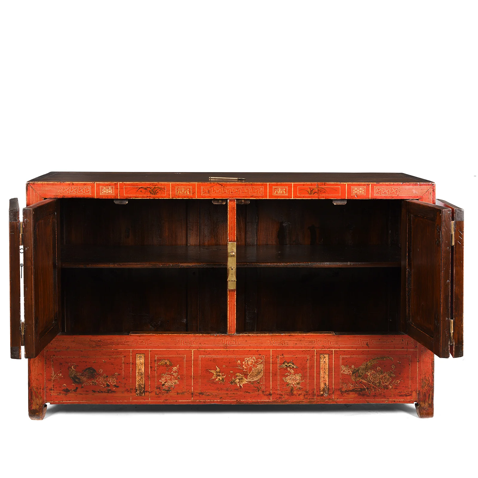 Red Lacquer Chinese Sideboard From Dongbei - Ca 1920 - Image 4