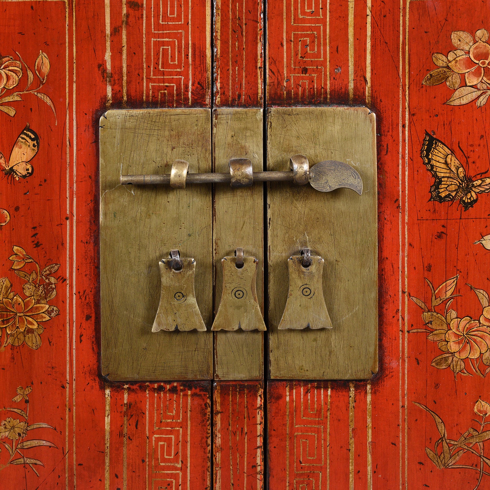 Red Lacquer Chinese Sideboard From Dongbei - Ca 1920 - Image 7