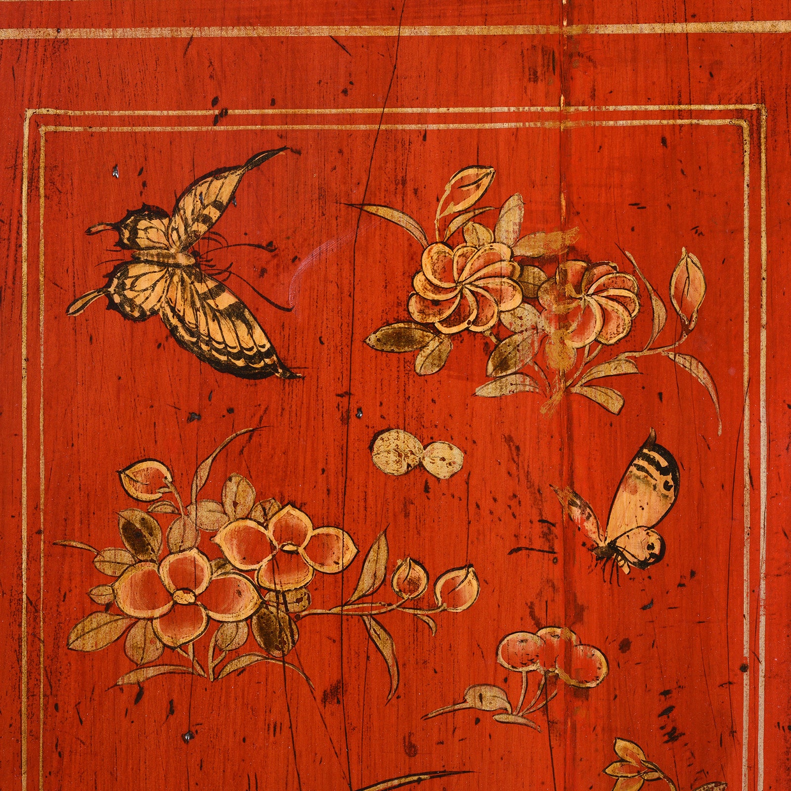 Red Lacquer Chinese Sideboard From Dongbei - Ca 1920 - Image 8