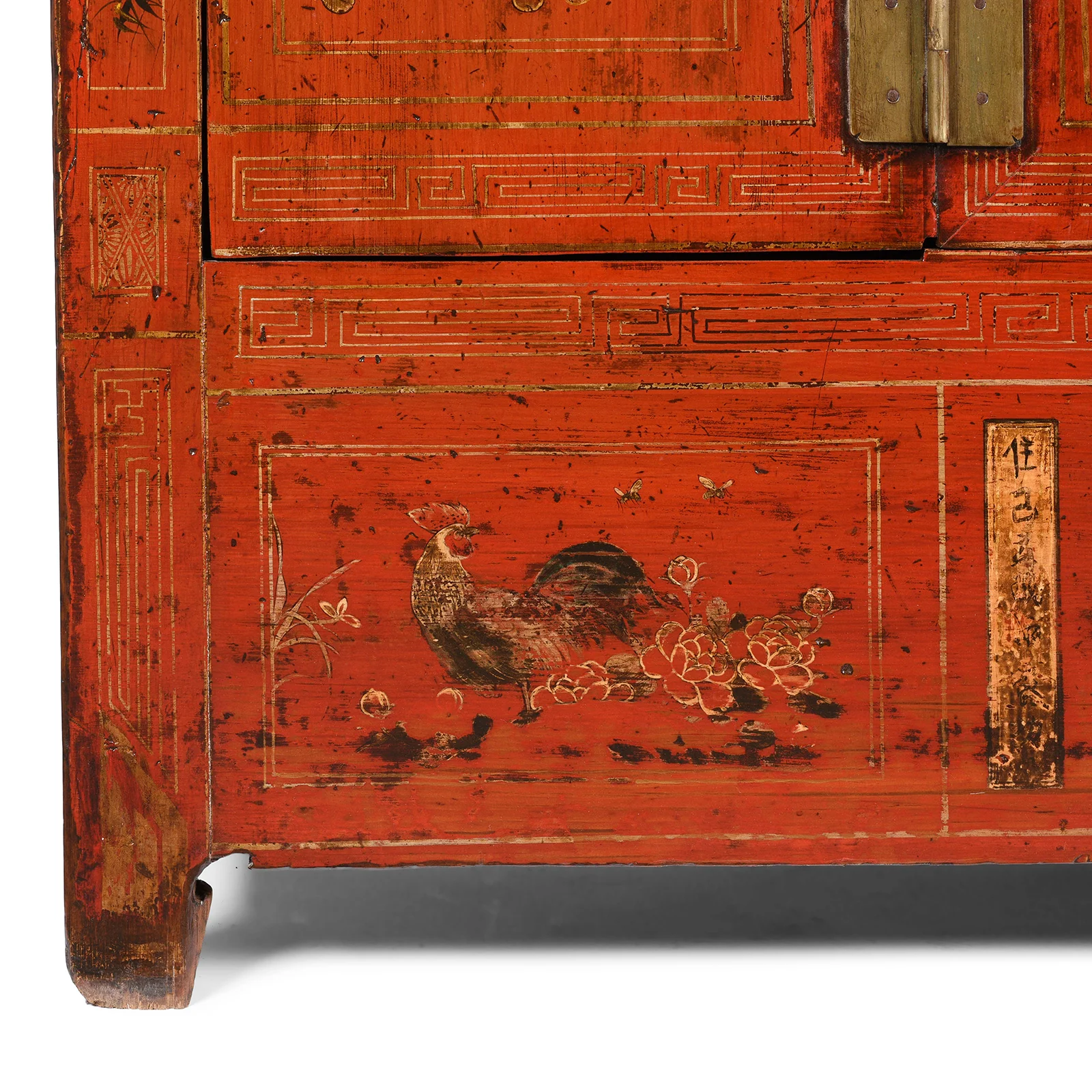 Red Lacquer Chinese Sideboard From Dongbei - Ca 1920 - Image 9