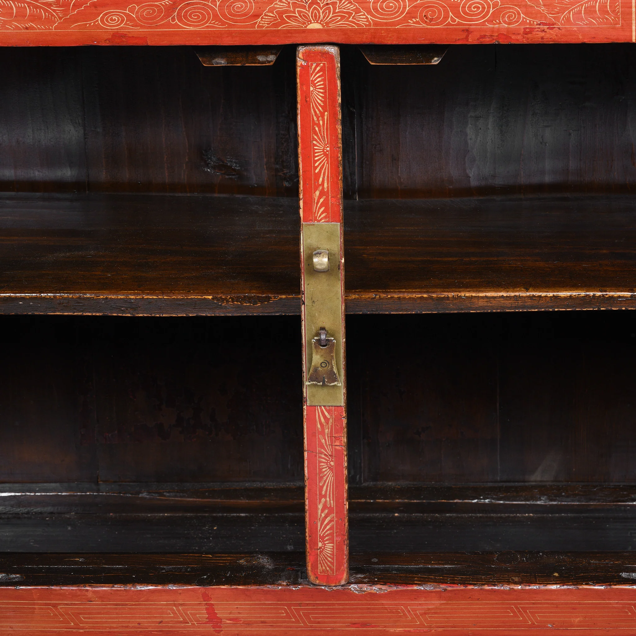 Red Lacquer Chinese Sideboard From Dongbei - Ca 1920 - Image 11