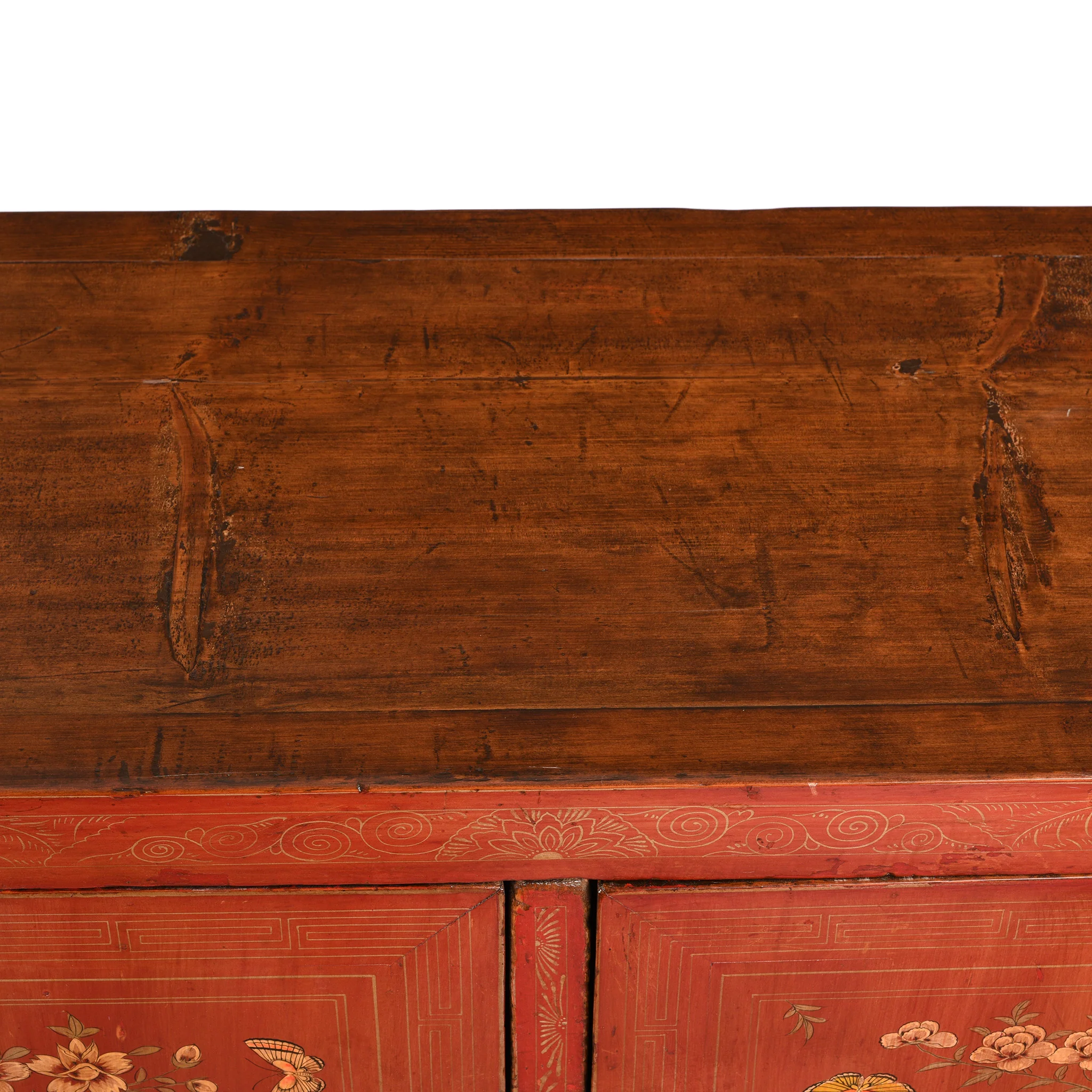 Red Lacquer Chinese Sideboard From Dongbei - Ca 1920 - Image 13