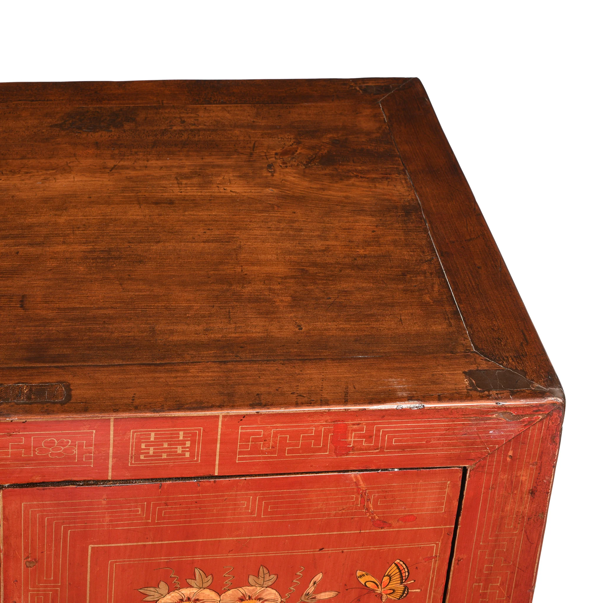 Red Lacquer Chinese Sideboard From Dongbei - Ca 1920 - Image 14