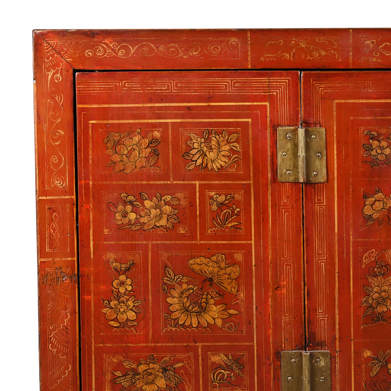Red Lacquer Chinese Sideboard From Dongbei - Ca 1920 - Image 2