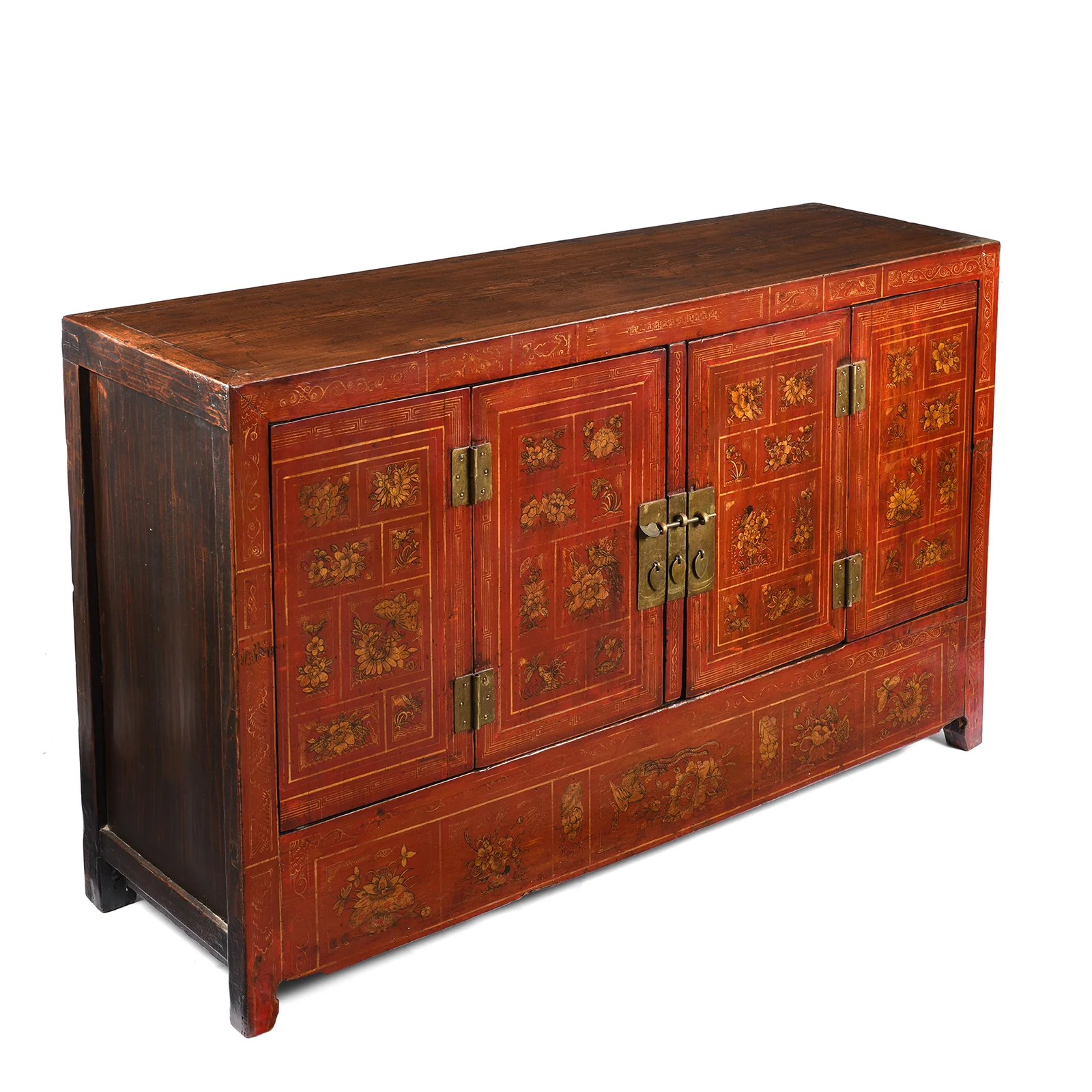 Red Lacquer Chinese Sideboard From Dongbei - Ca 1920 - Image 3