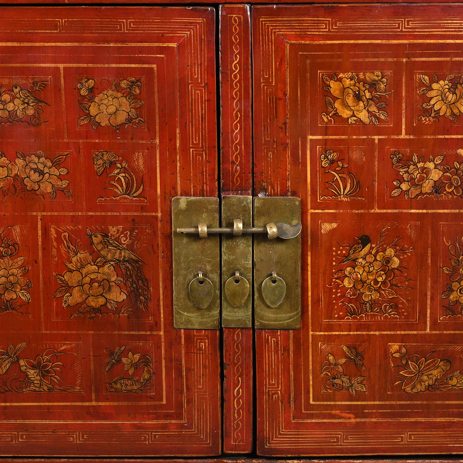 Red Lacquer Chinese Sideboard From Dongbei - Ca 1920 - Image 4