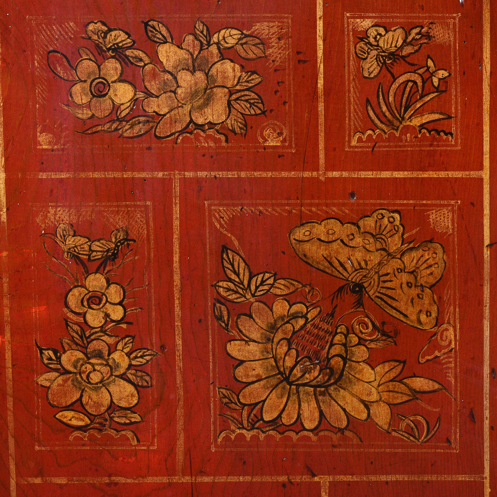 Red Lacquer Chinese Sideboard From Dongbei - Ca 1920 - Image 7