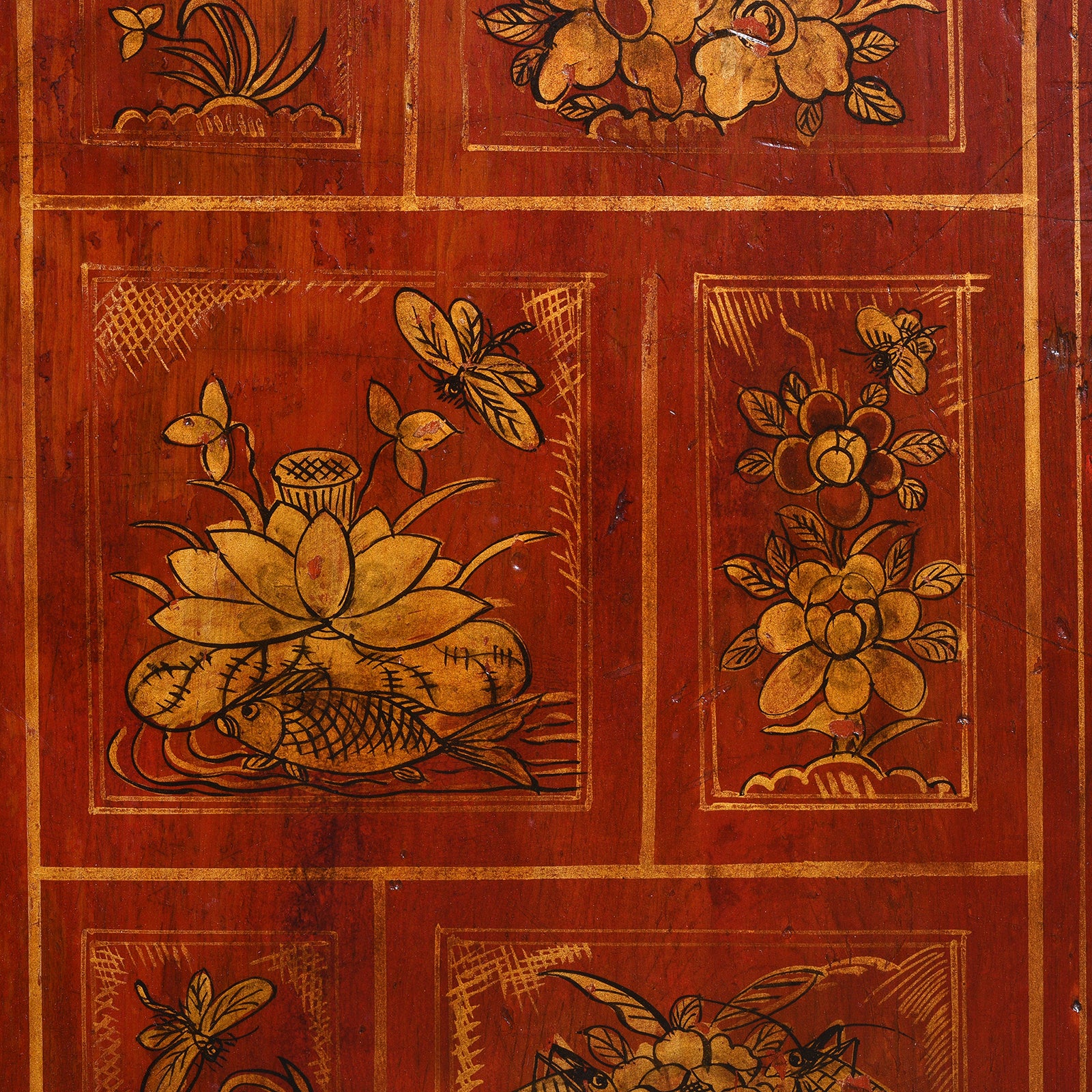 Red Lacquer Chinese Sideboard From Dongbei - Ca 1920 - Image 9